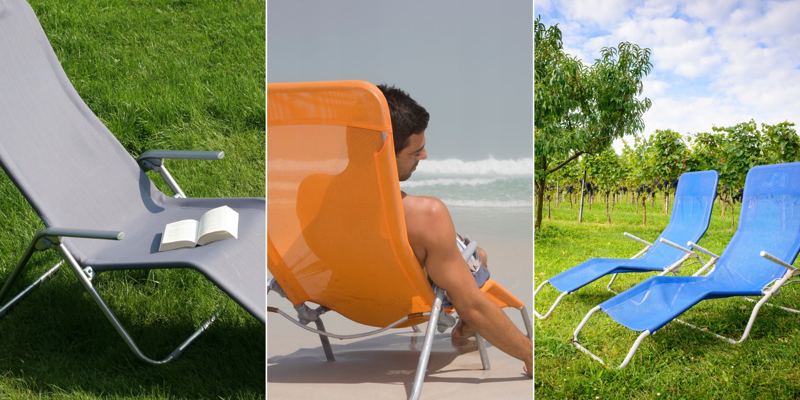 Garden Sun Lounger Aga Siesta Grey 2 Pcs Folding Adjustable Strong Terrace UV Length (longer side) 142 cm
