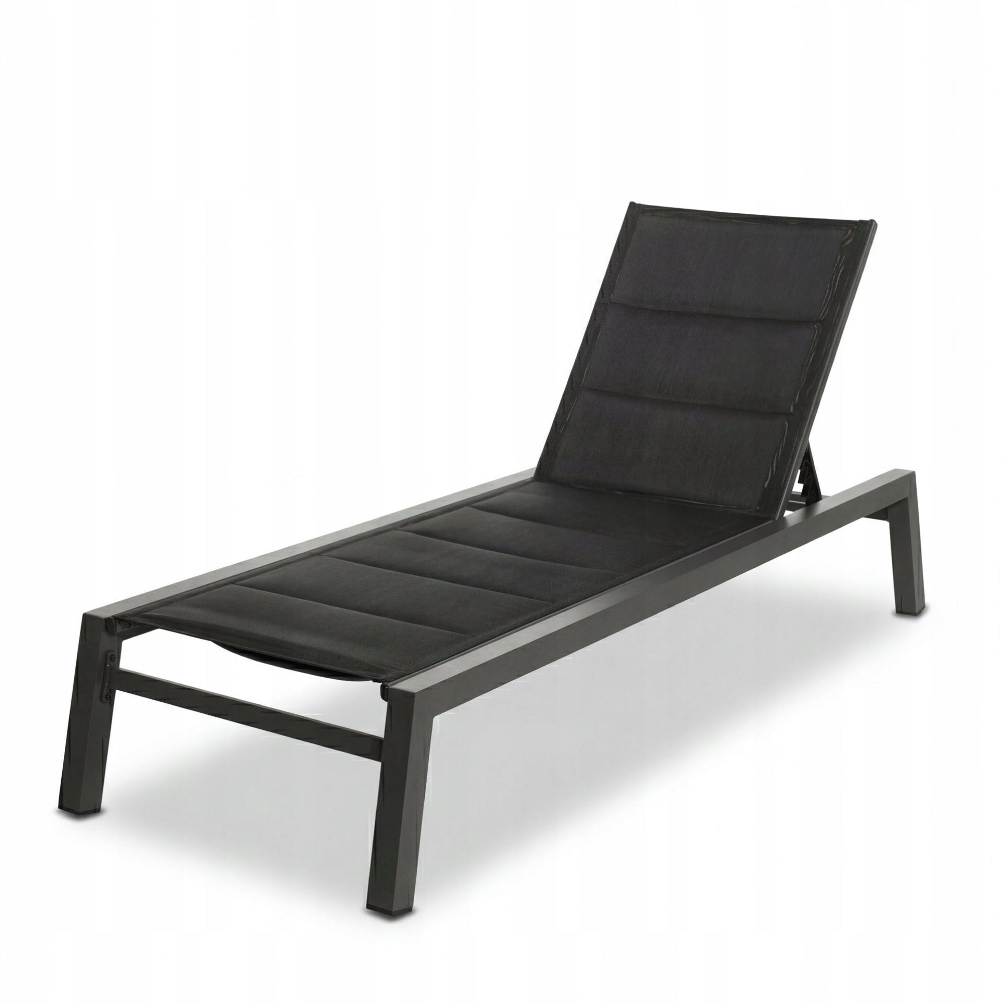 Garden Sun Lounger Aluminum Adjustable 198 cm Textilene Black 120 kg Premium