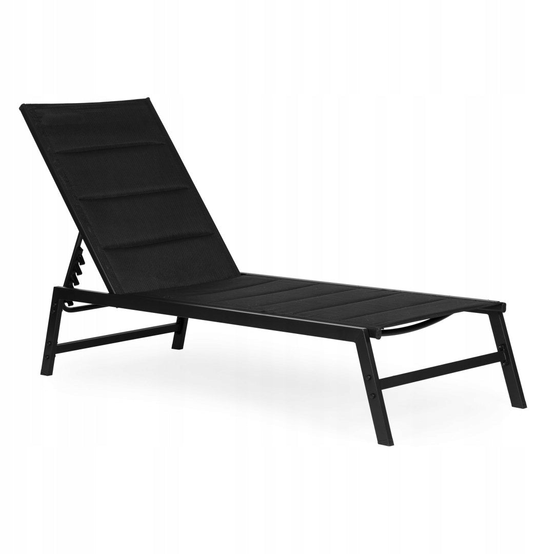 Garden Sun Lounger Beach Couch Backrest Adjustment Steel Construction Black Manufacturer code ESO-LC191-1