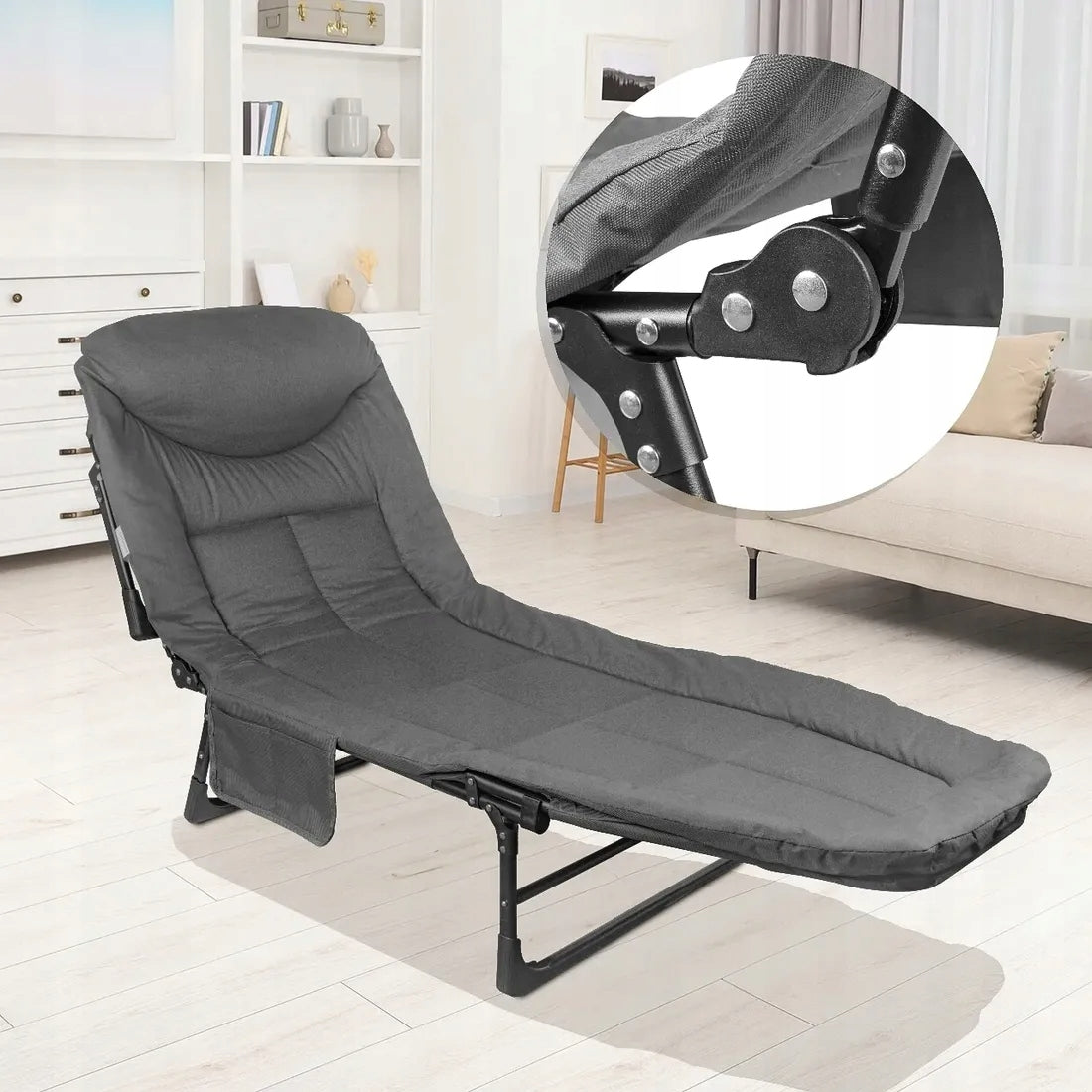 Garden Sun Lounger Couch Tourist Bed Mattress With Cushion Folding 200 cm Model 111406