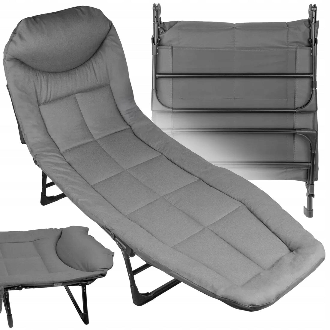 Garden Sun Lounger Couch Tourist Bed Mattress With Cushion Folding 200 cm Packaging status original