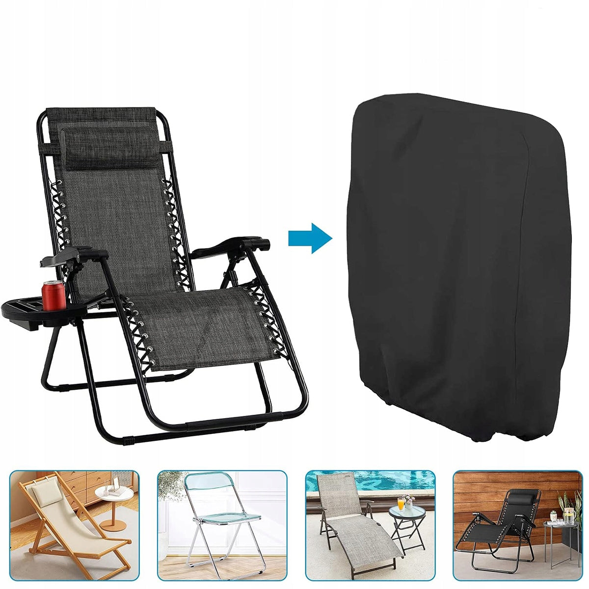 Garden Sun Lounger Cover Waterproof Strong 2pcs Universal+Etui Kind For Chair