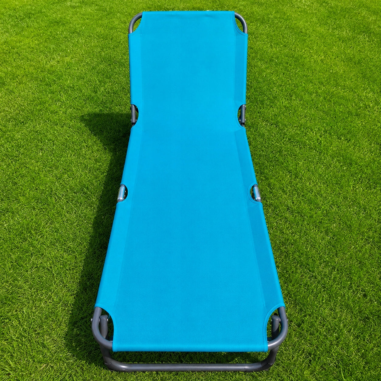 Garden Sun Lounger Folding Beach 188 cm Solid 3 Levels of Backrest Color blue