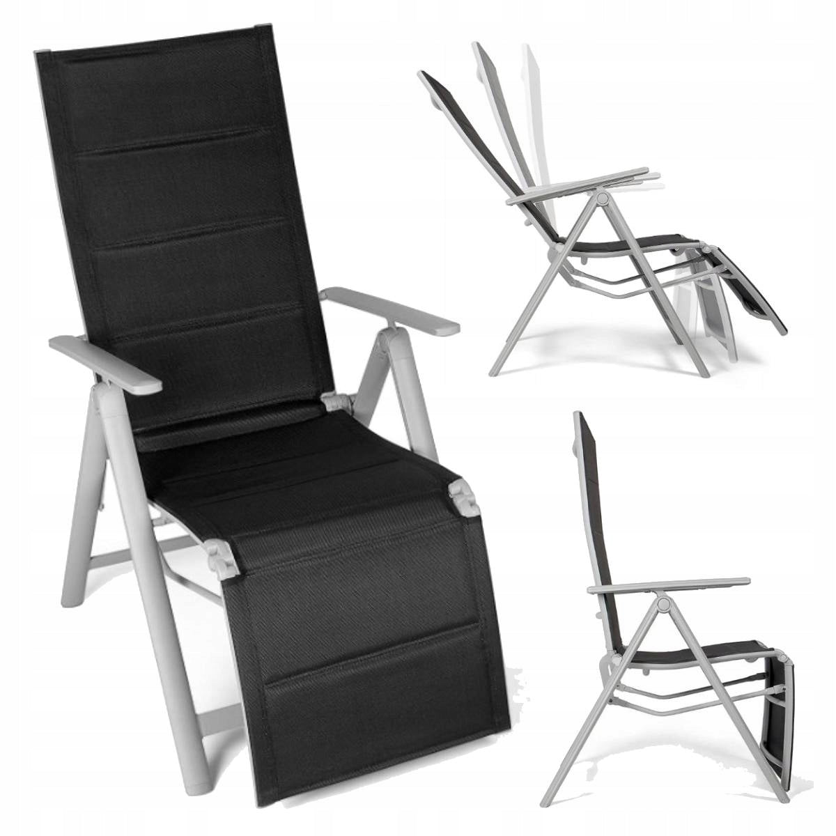 Garden Sun Lounger Folding Chair with Footrest Adjustable Aluminum Vanage Manufacturer code krzesło rozkładane