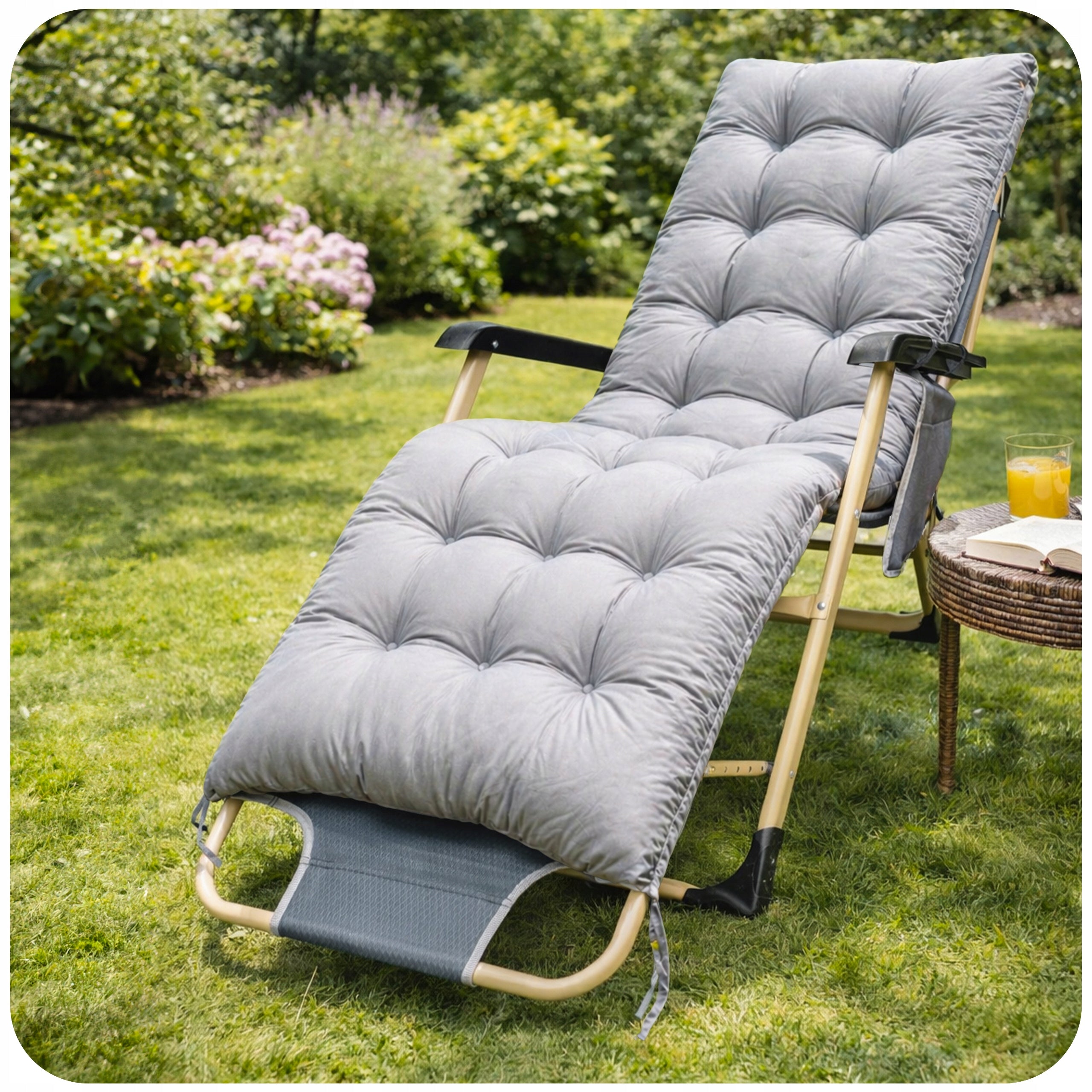 Garden Sun Lounger Folding Zero Gravity Hiking Chair Soft Cushion Color gray