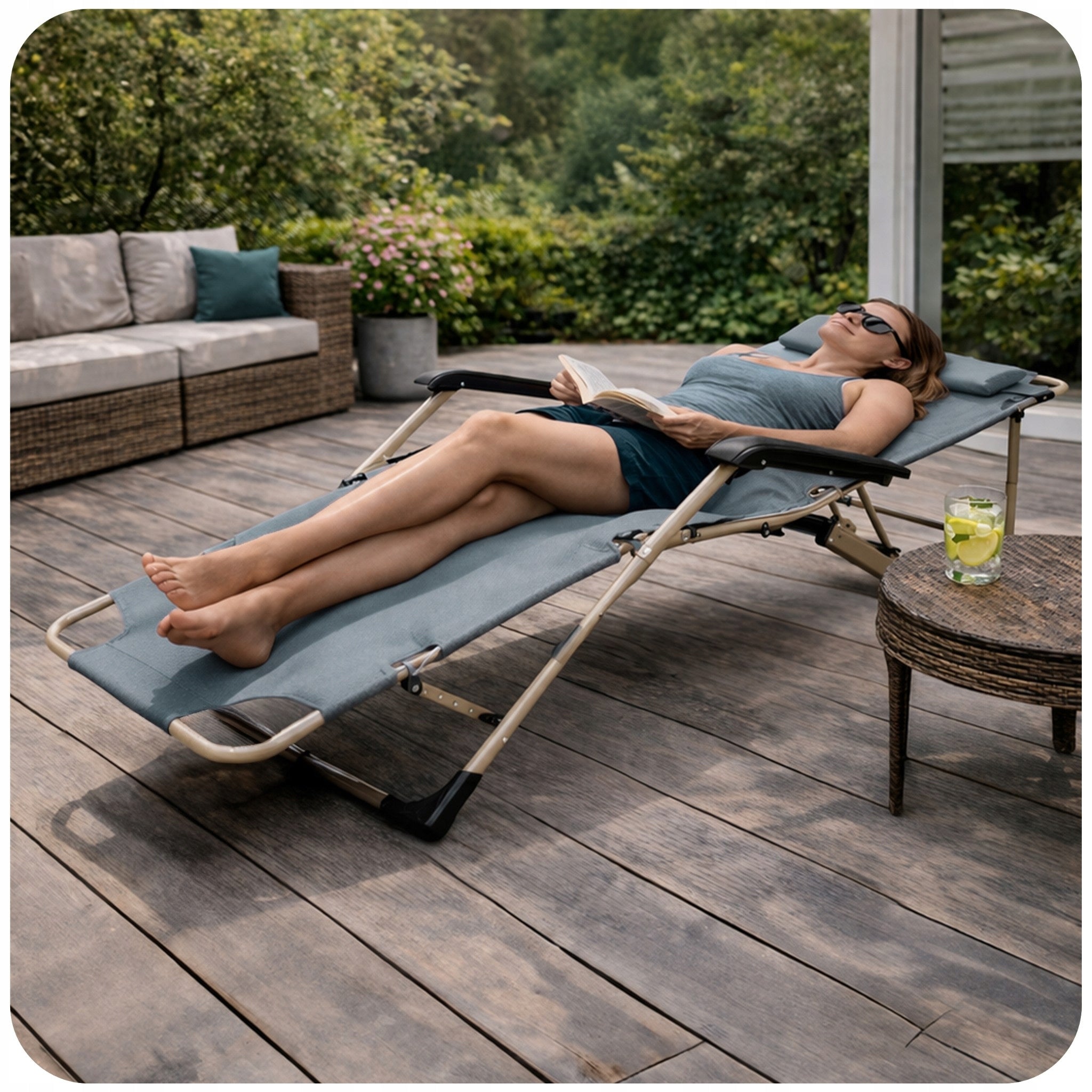 Garden Sun Lounger Folding Zero Gravity Hiking Chair Soft Cushion Frame material steel