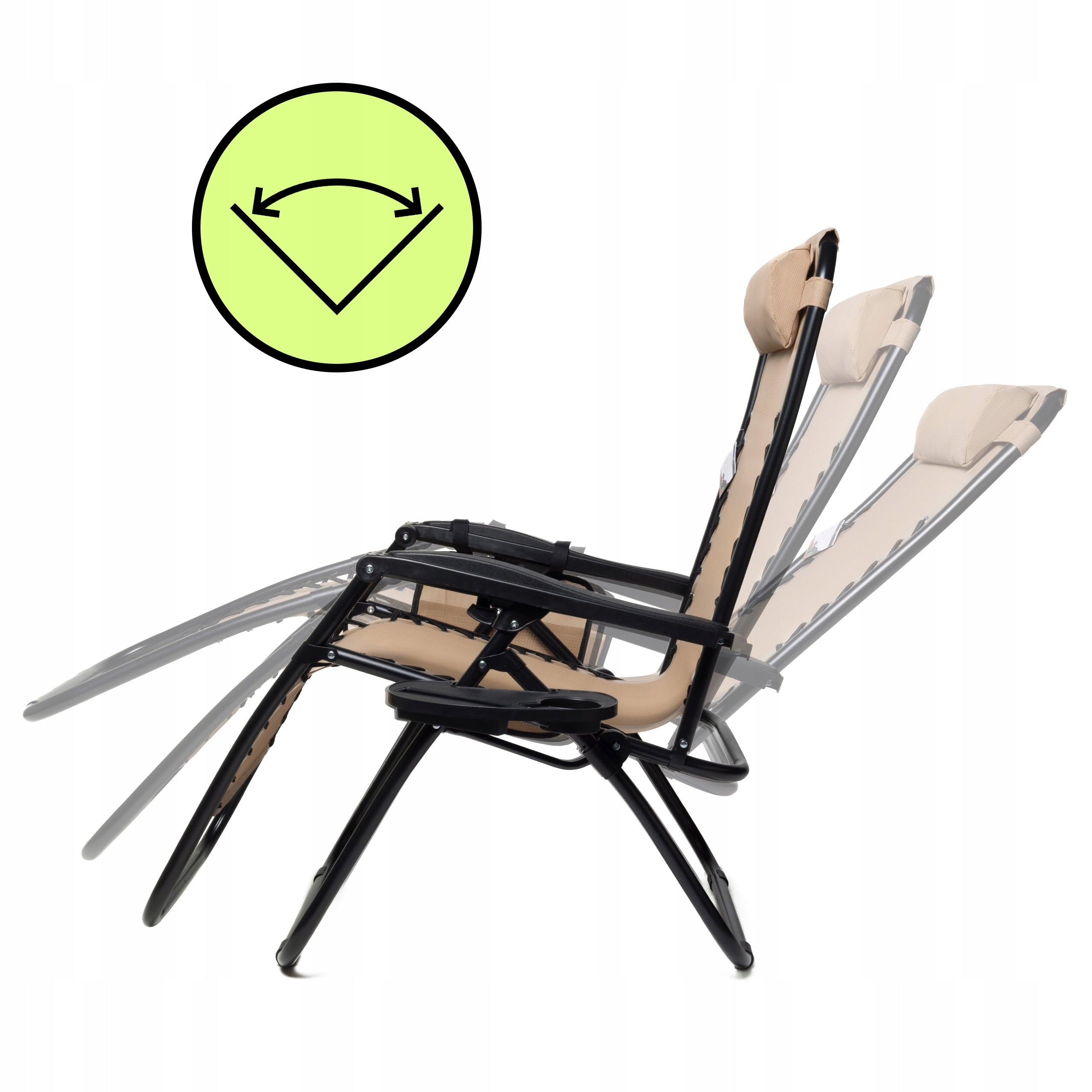 Garden Sun Lounger Folding Zero Gravity Hiking Chair Table Bag Model ZGB-beżowy