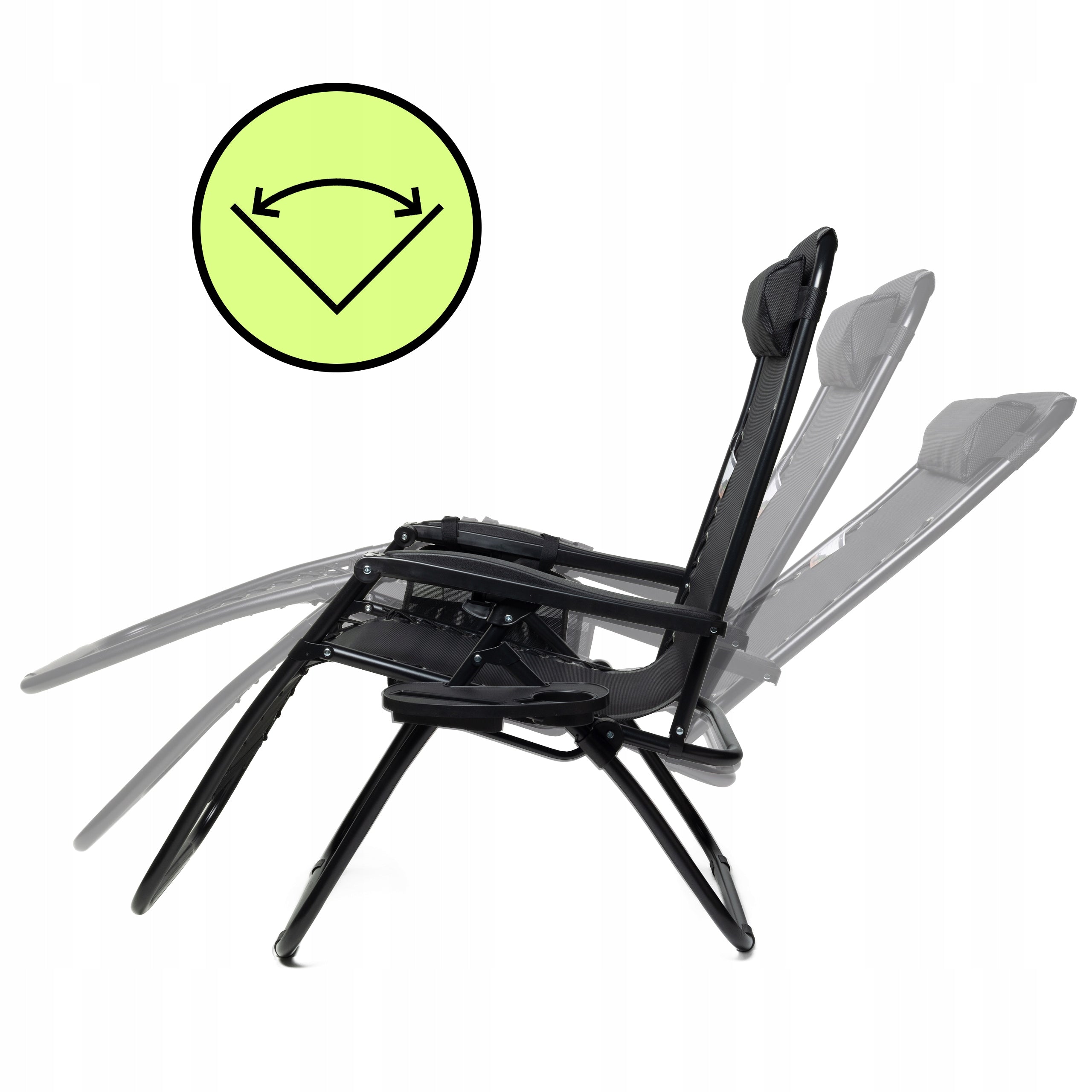 Garden Sun Lounger Hiking Chair Zero Gravity Reclining Table Black Model ZGB Czarny