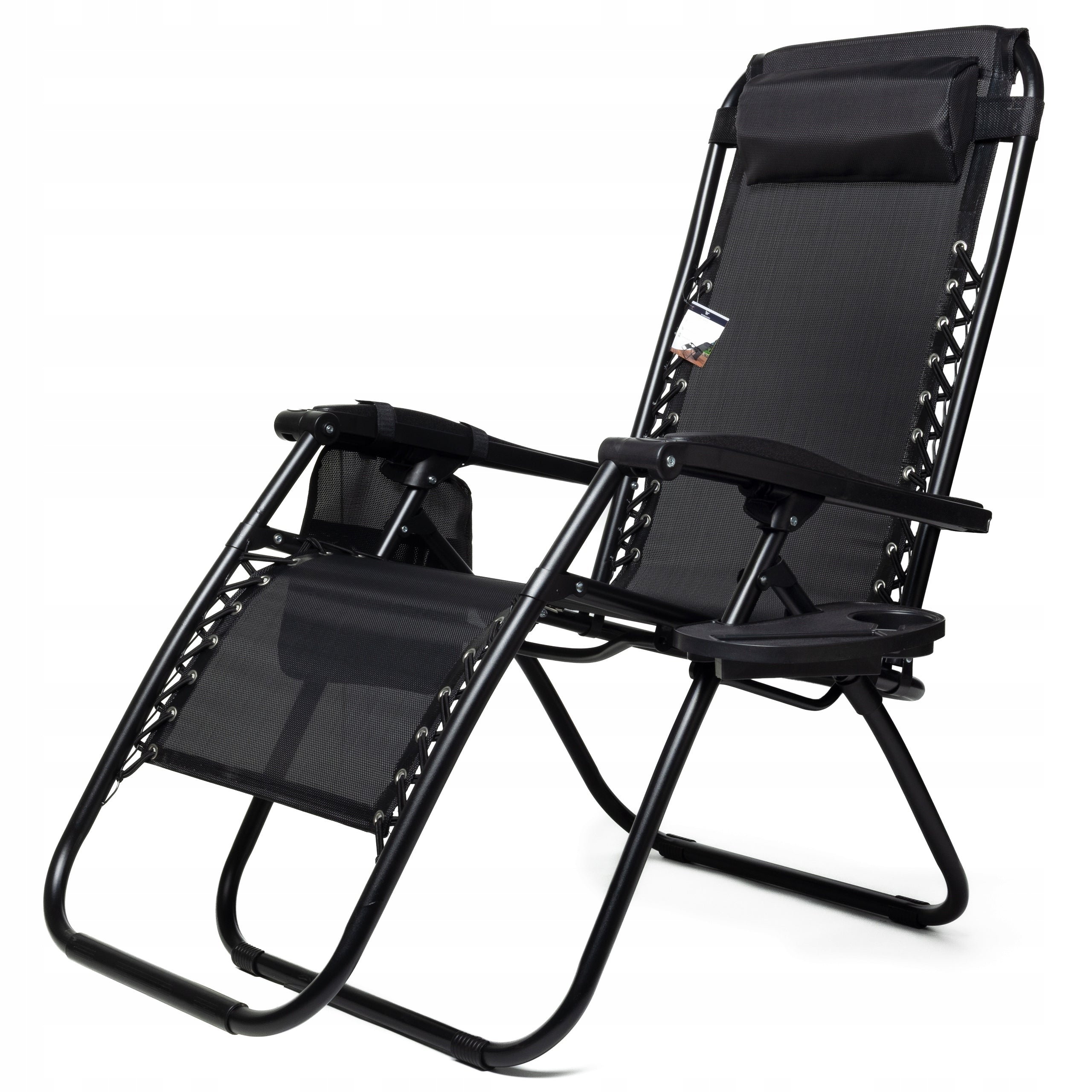 Garden Sun Lounger Hiking Chair Zero Gravity Reclining Table Black Packaging status original