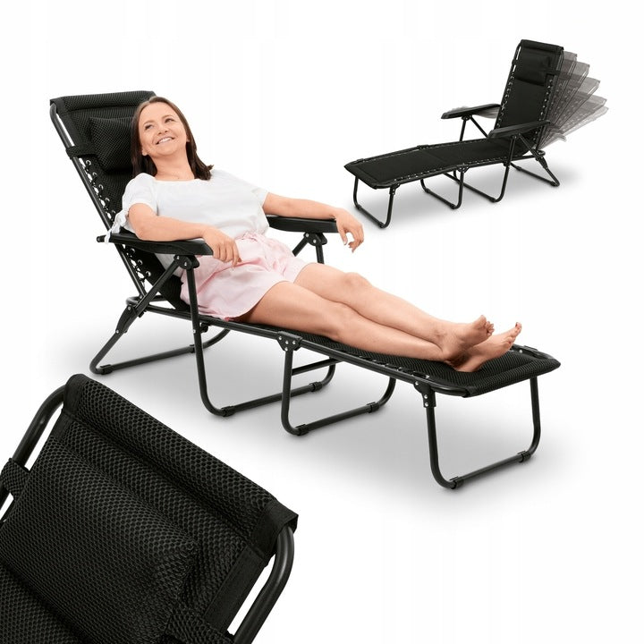 Garden Sun Lounger Hiking Couch for Garden Balcony Terrace Bed Adjustable