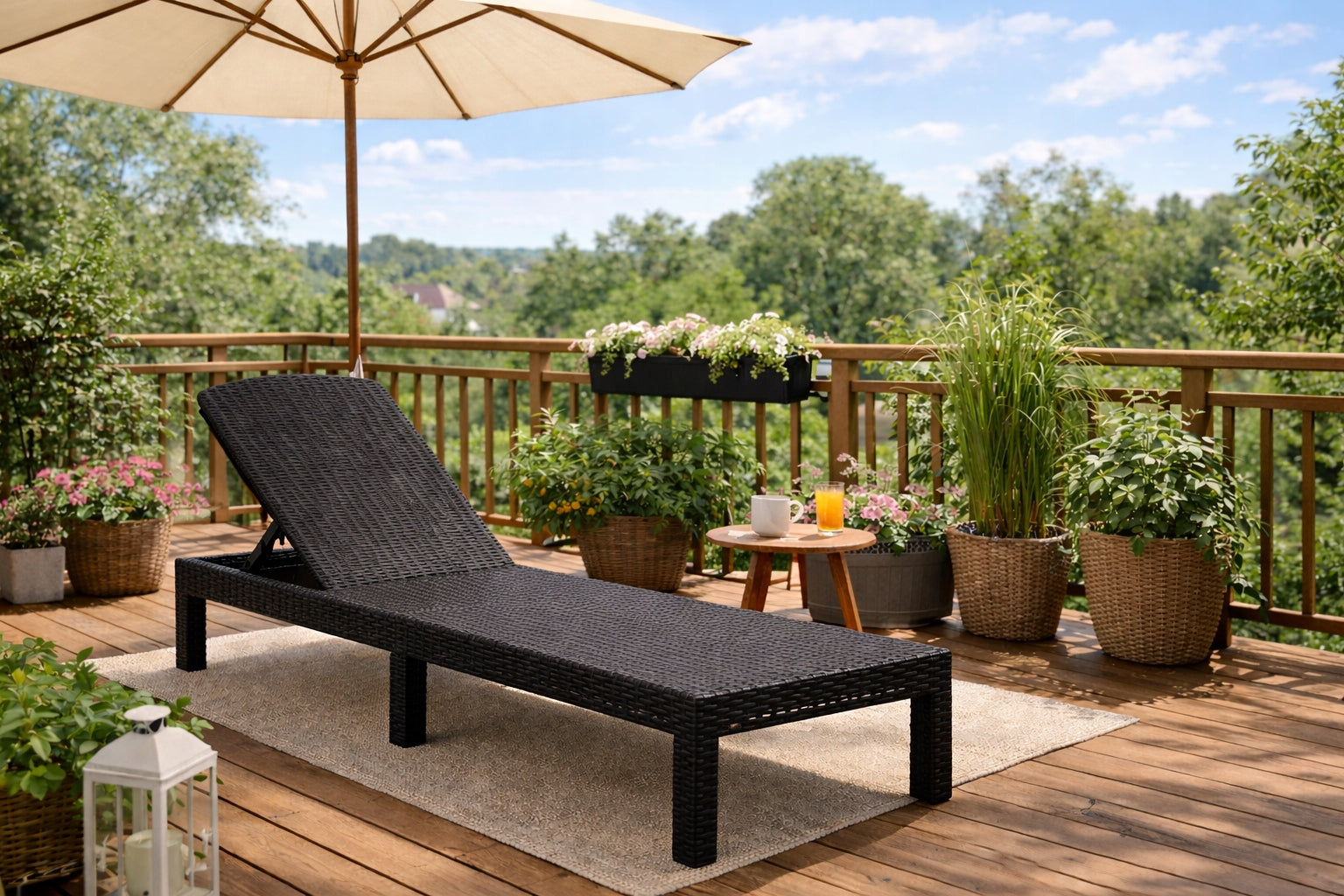 Garden Sun Lounger Rattan Tourist Folding Couch Bed ARIZONA Packaging status original