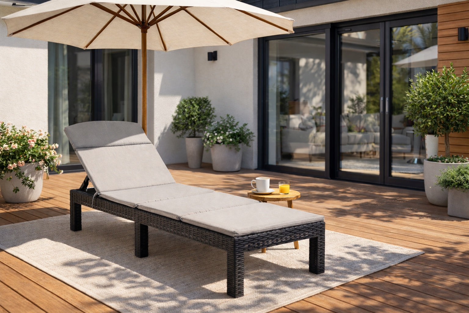 Garden Sun Lounger Rattan Tourist Folding Couch Bed LOUISIANA Packaging status original