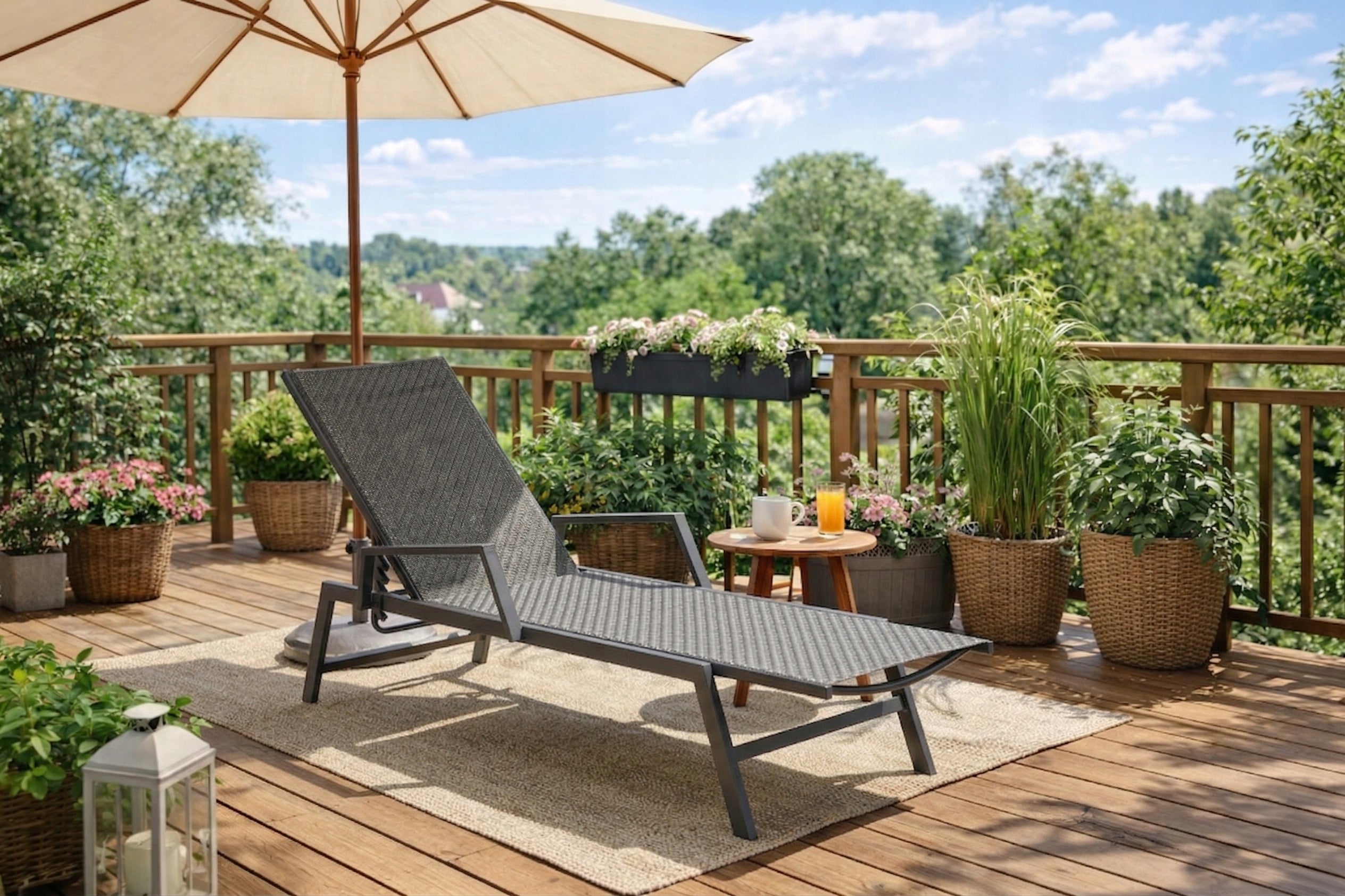 Garden Sun Lounger Rattan Tourist Folding Couch Black ROULE Color black