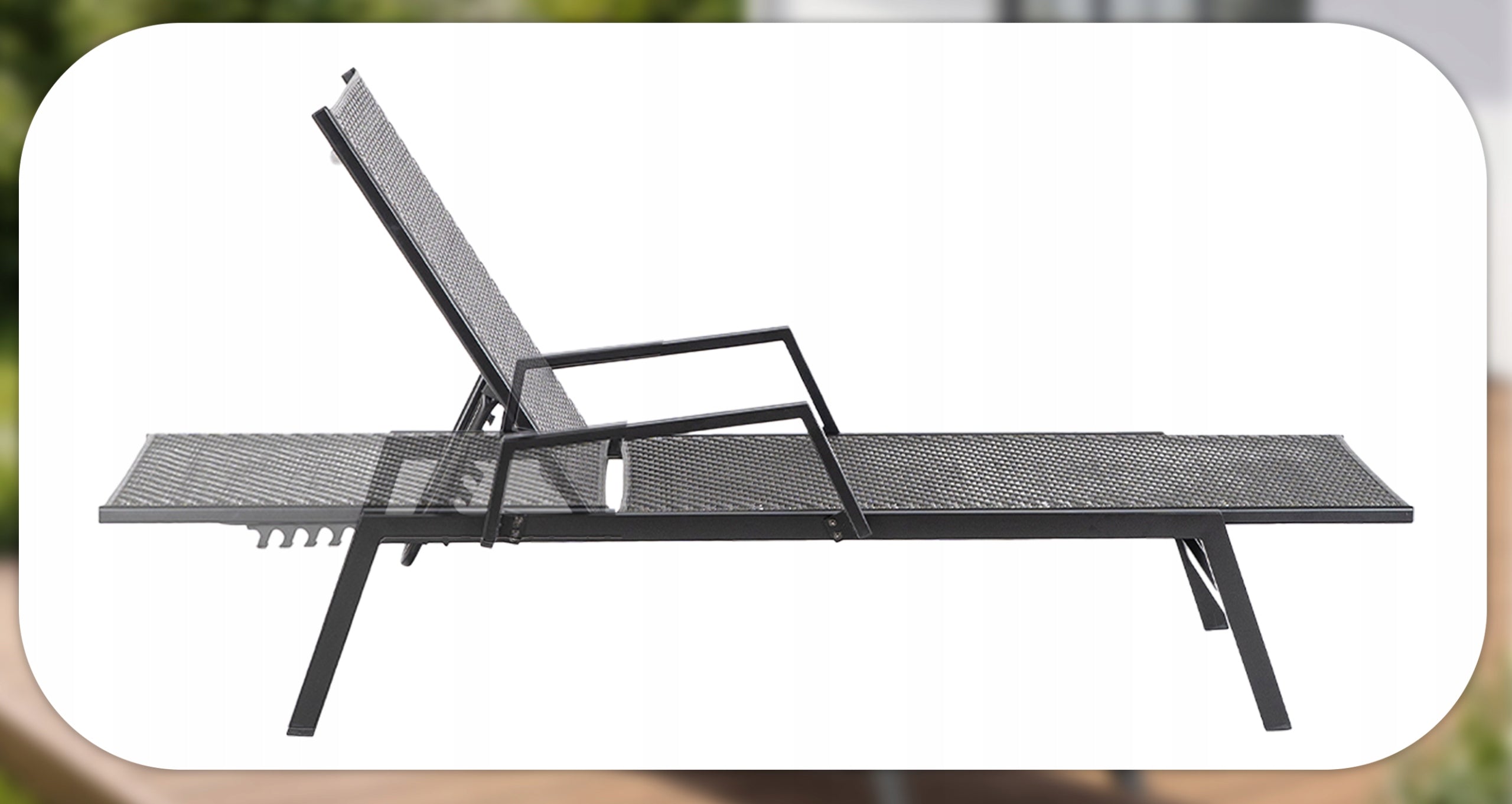 Garden Sun Lounger Rattan Tourist Folding Couch Black ROULE Frame material metal