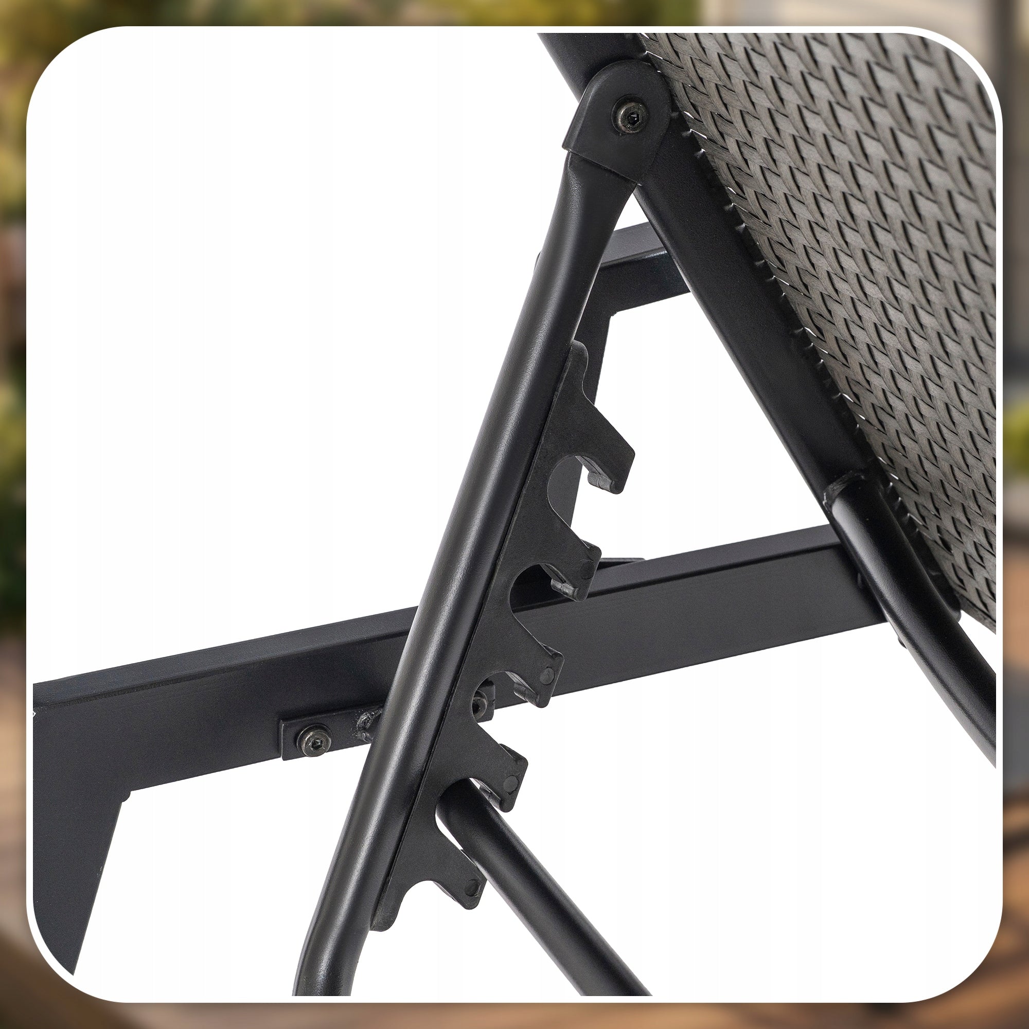 Garden Sun Lounger Rattan Tourist Folding Couch Black ROULE Manufacturer code plażowy regulacja oparcia leżak rattan
