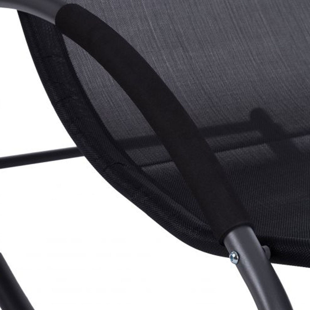 Garden Sun Lounger Rocking Armchair Black Zero Gravity Couch with Cushion Color black