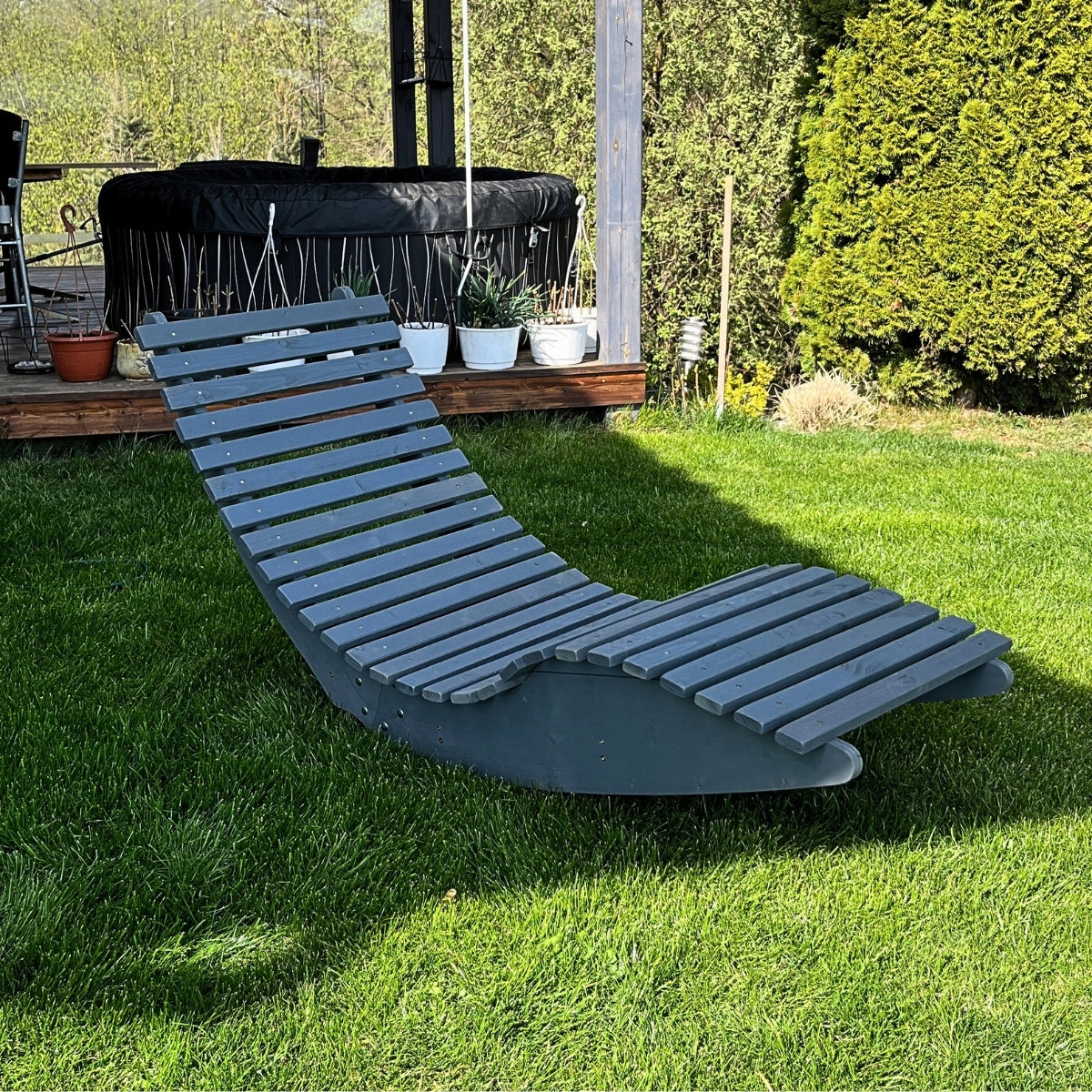 Garden Sun Lounger Rocking Chair Wooden Anthracite Couch For SPA Zone Length (longer side) 150 cm