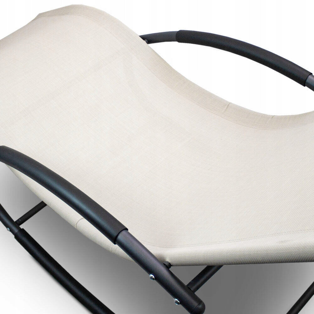 Garden Sun Lounger Rocking Garden Terrace Balcony Couch Relaxation Chair Beige Frame material metal