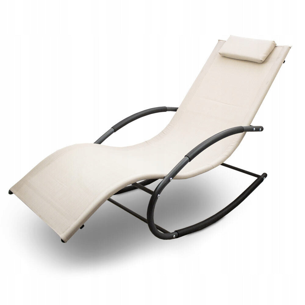 Garden Sun Lounger Rocking Garden Terrace Balcony Couch Relaxation Chair Beige Packaging status original