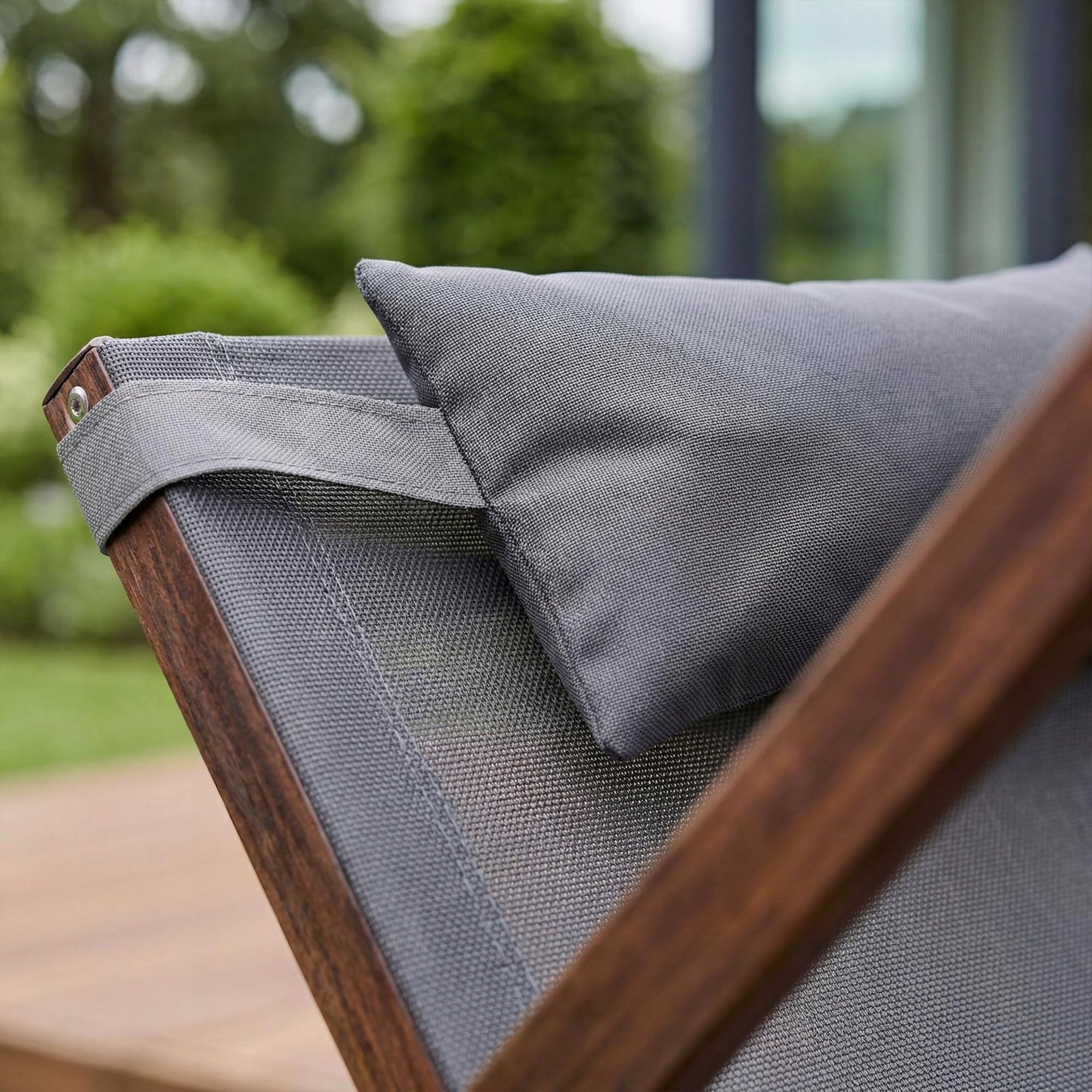 Garden Sun Lounger Wooden Terrace Cushion Canopy Garden Sun Lounger Balcony Model Spelio szare