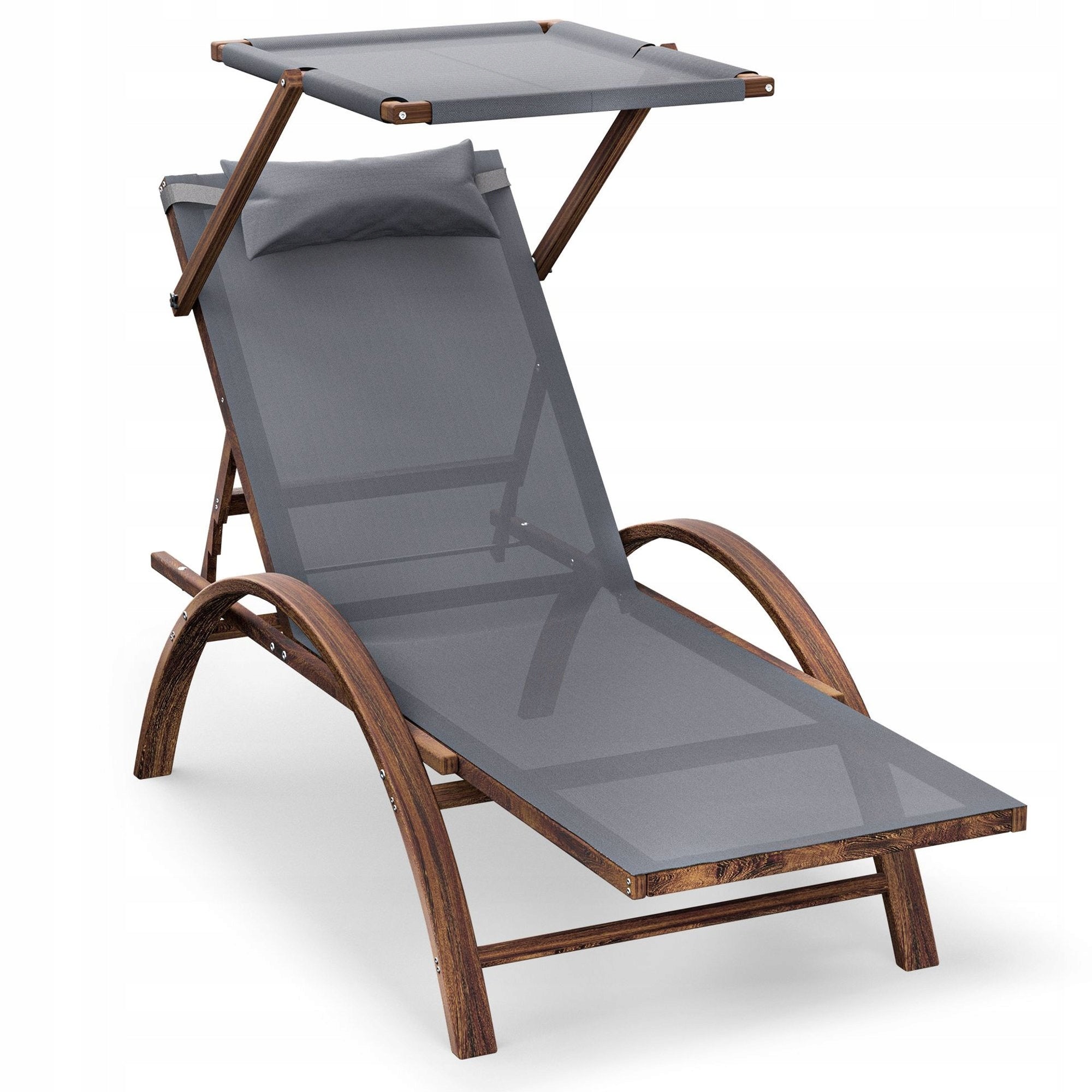 Garden Sun Lounger Wooden Terrace Cushion Canopy Garden Sun Lounger Balcony