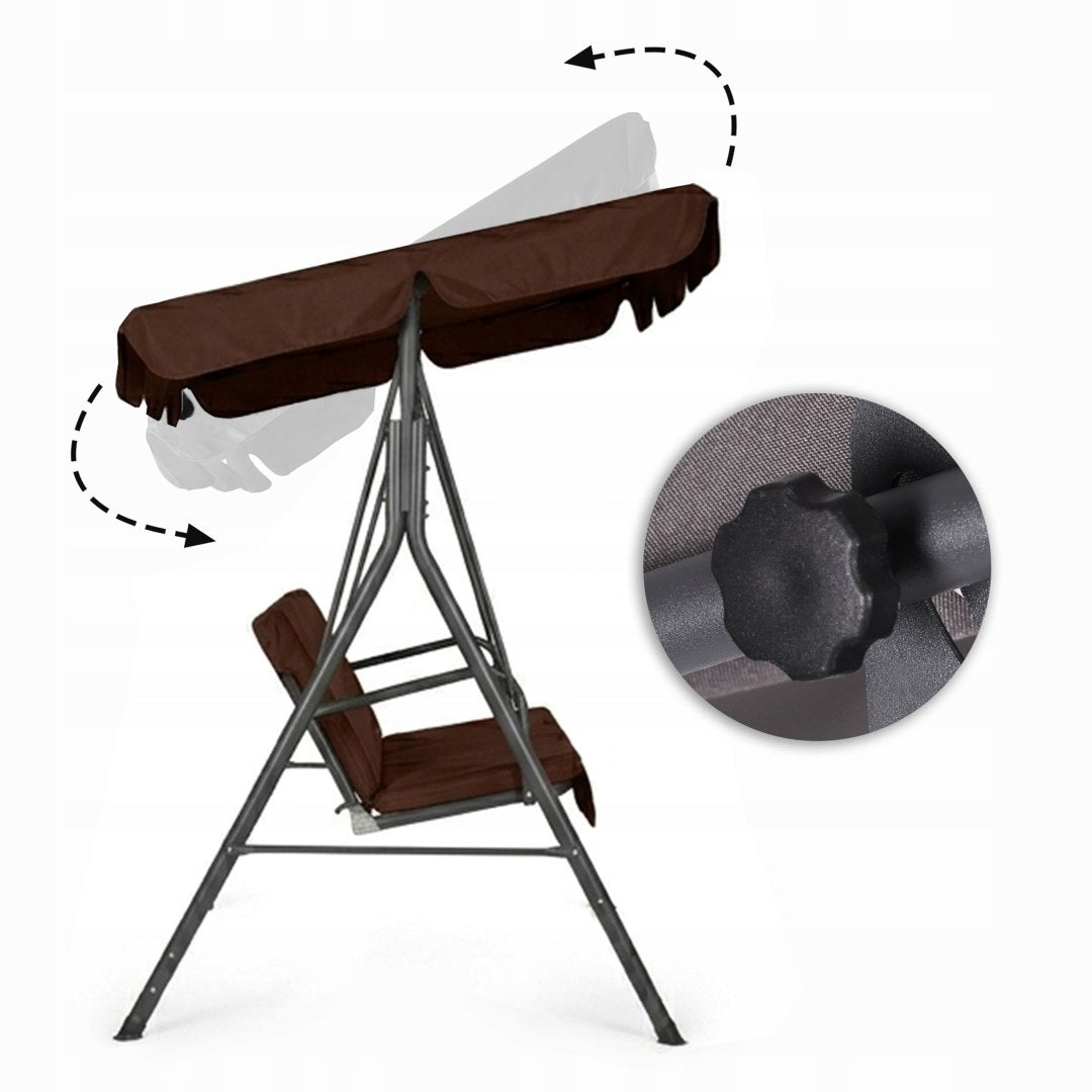 Garden Swing 3-Person Swing Freestanding Steel Brown MultiGarden Kind freestanding