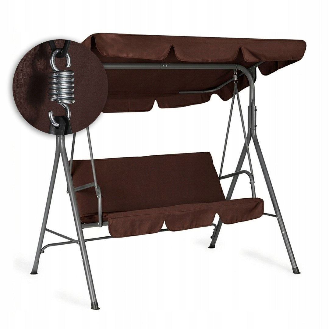 Garden Swing 3-Person Swing Freestanding Steel Brown MultiGarden Material of manufacture metal