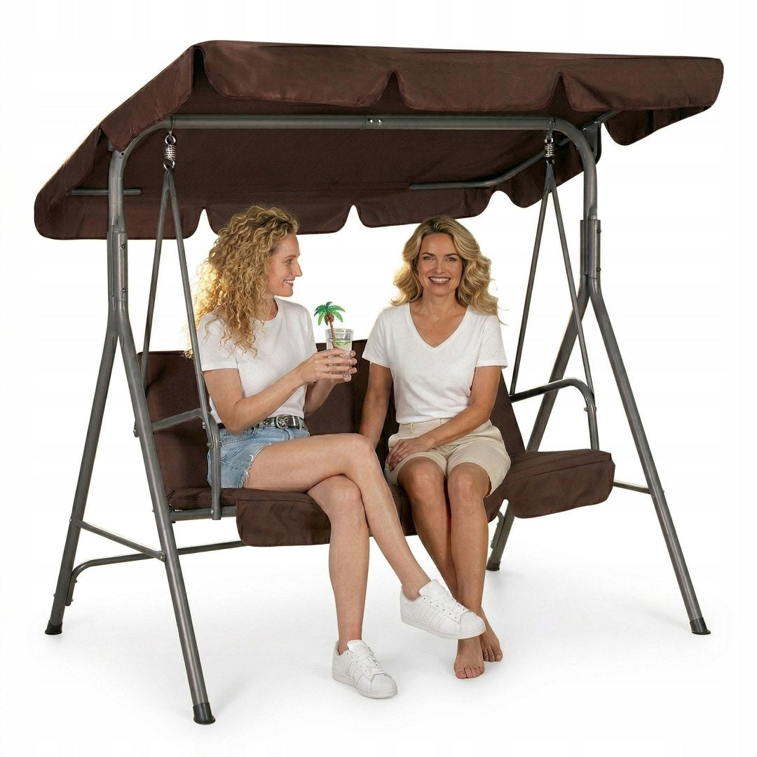 Garden Swing 3-Person Swing Freestanding Steel Brown MultiGarden
