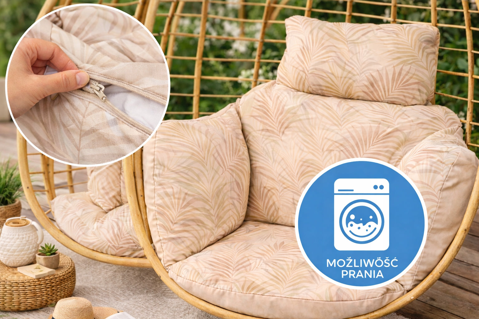Garden Swing Cushion Hanging Chair Cocoon WATERPROOF Beige Leaf Shape irregular