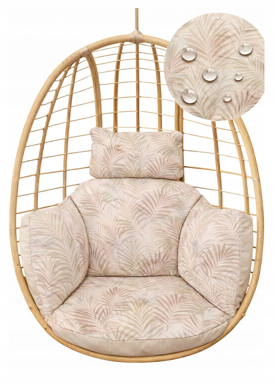 Garden Swing Cushion Hanging Chair Cocoon WATERPROOF Beige Leaf