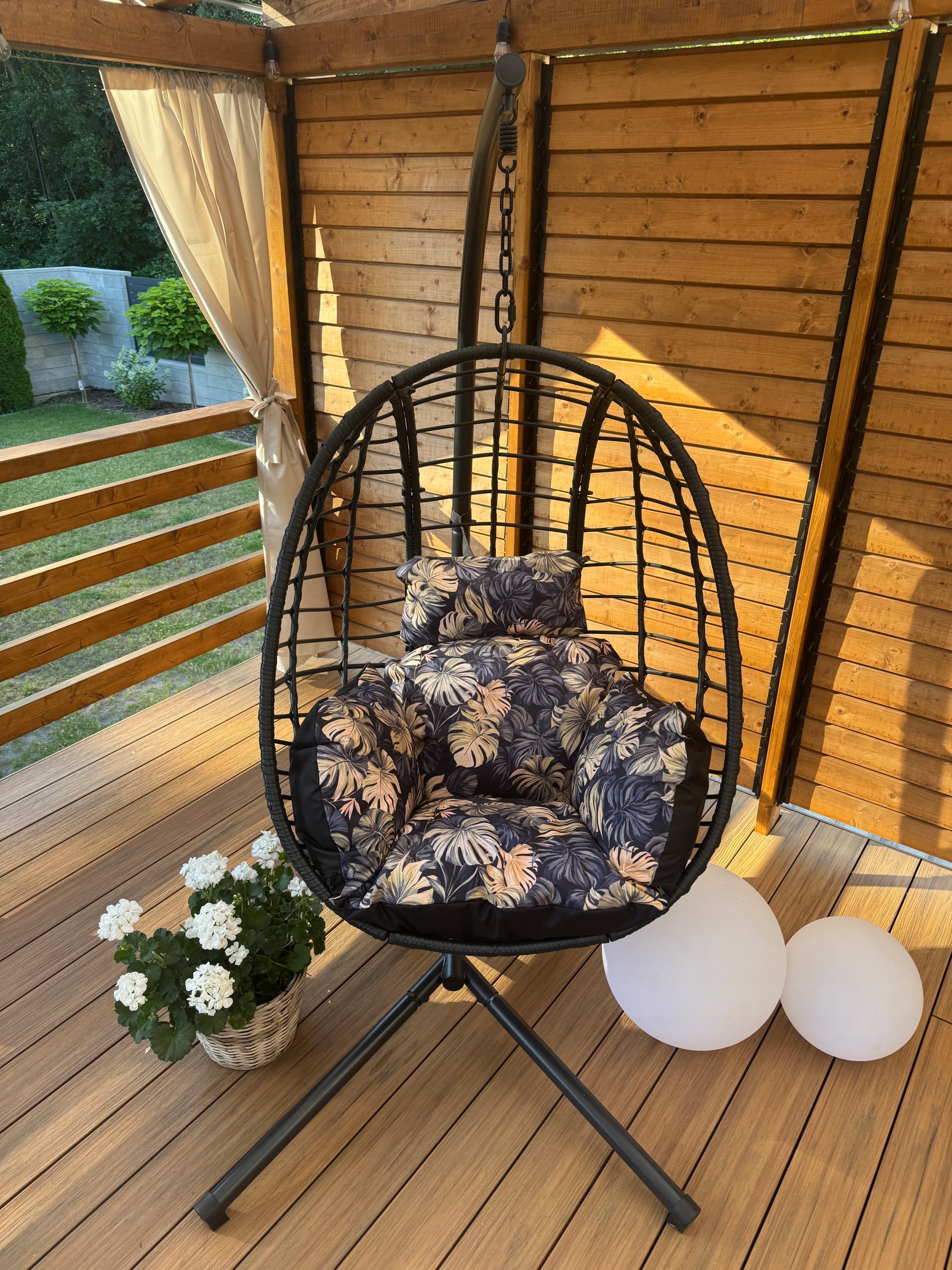 Garden Swing Cushion Hanging Chair Cocoon WATERPROOF Monstera Pillow length 54 cm
