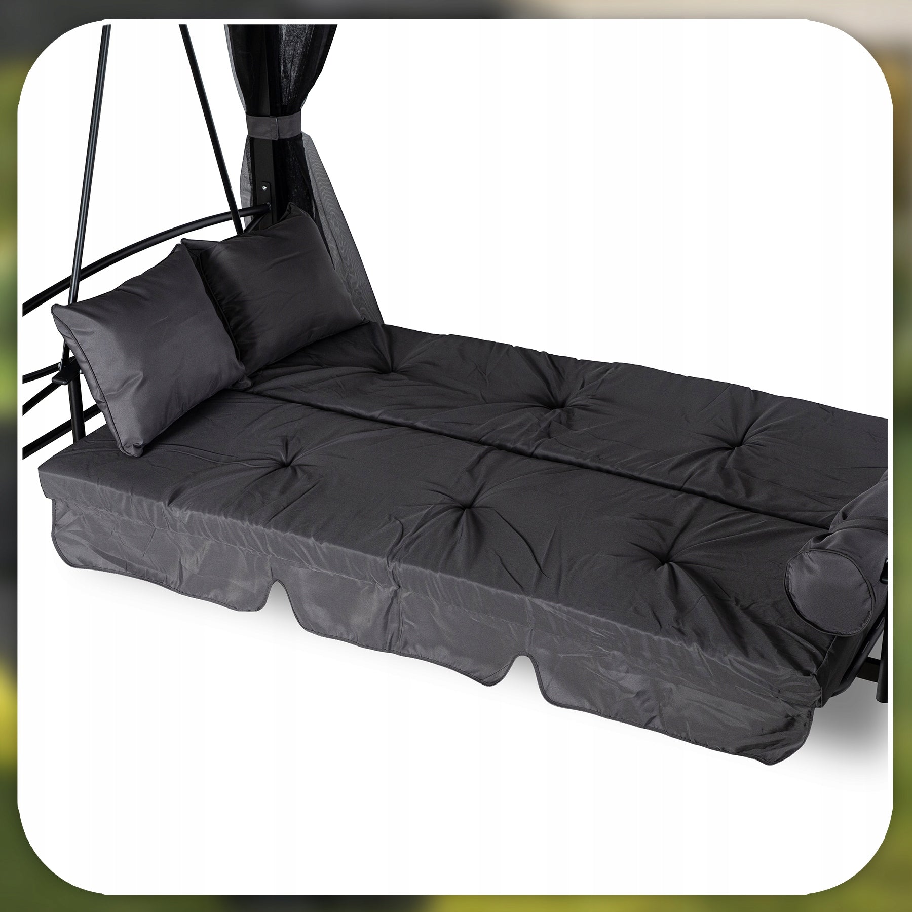 Garden Swing Freestanding with Canopy Mosquito Net Bench Grey CARMEN Material of manufacture metal fabric synthetic material