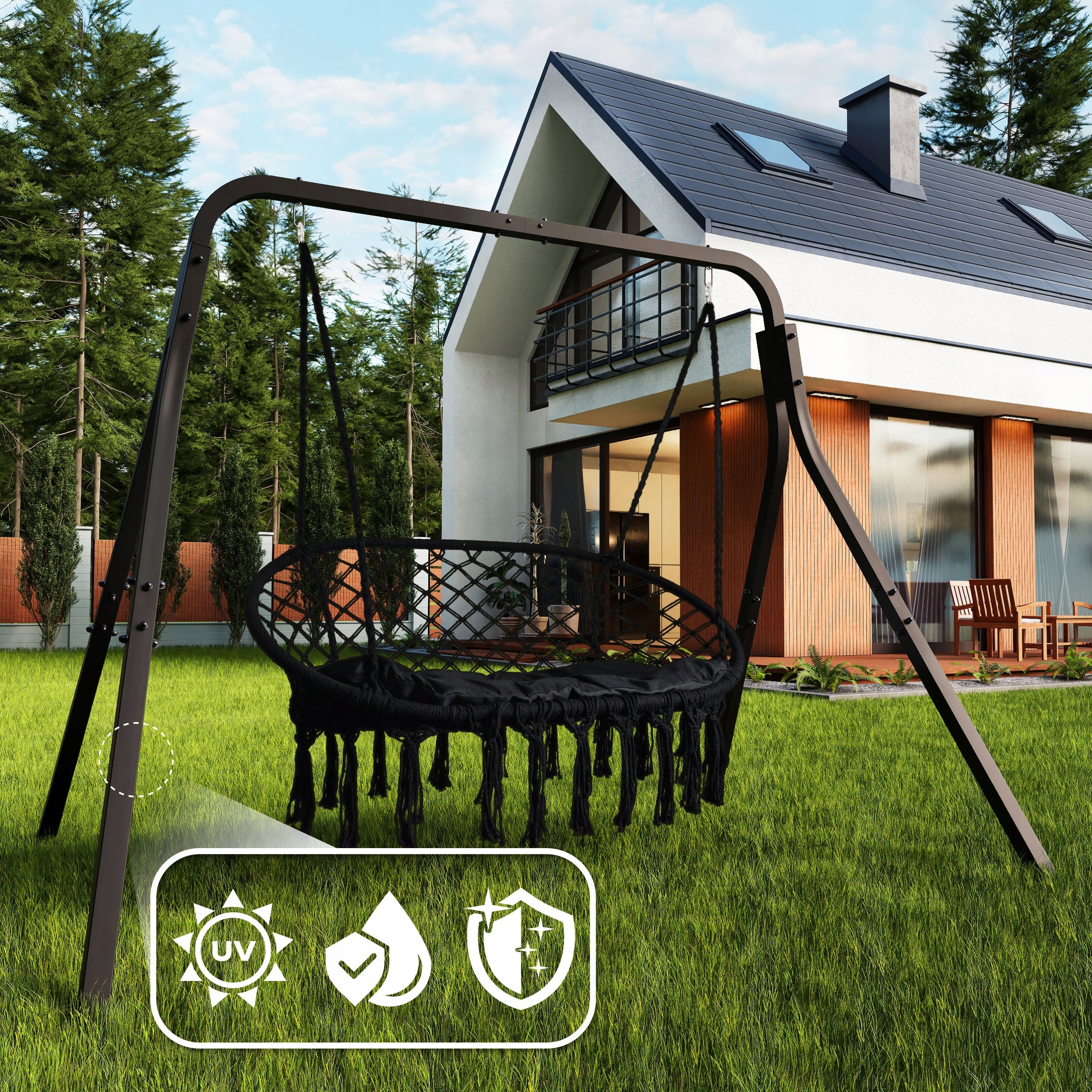 Garden Swing Metal Double with Cushion Cocoon Rocking Basket Boho EAN (GTIN) 5907618105095