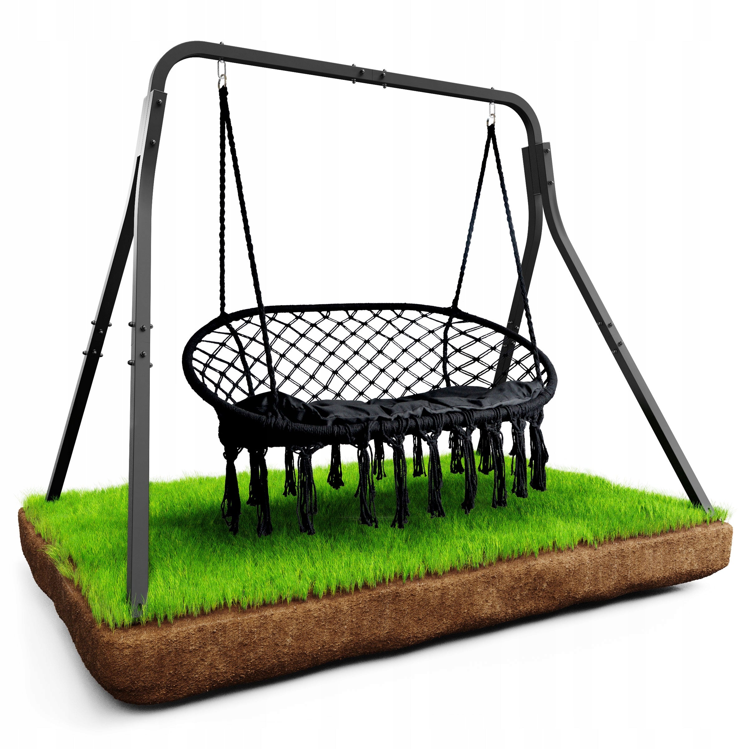 Garden Swing Metal Double with Cushion Cocoon Rocking Basket Boho