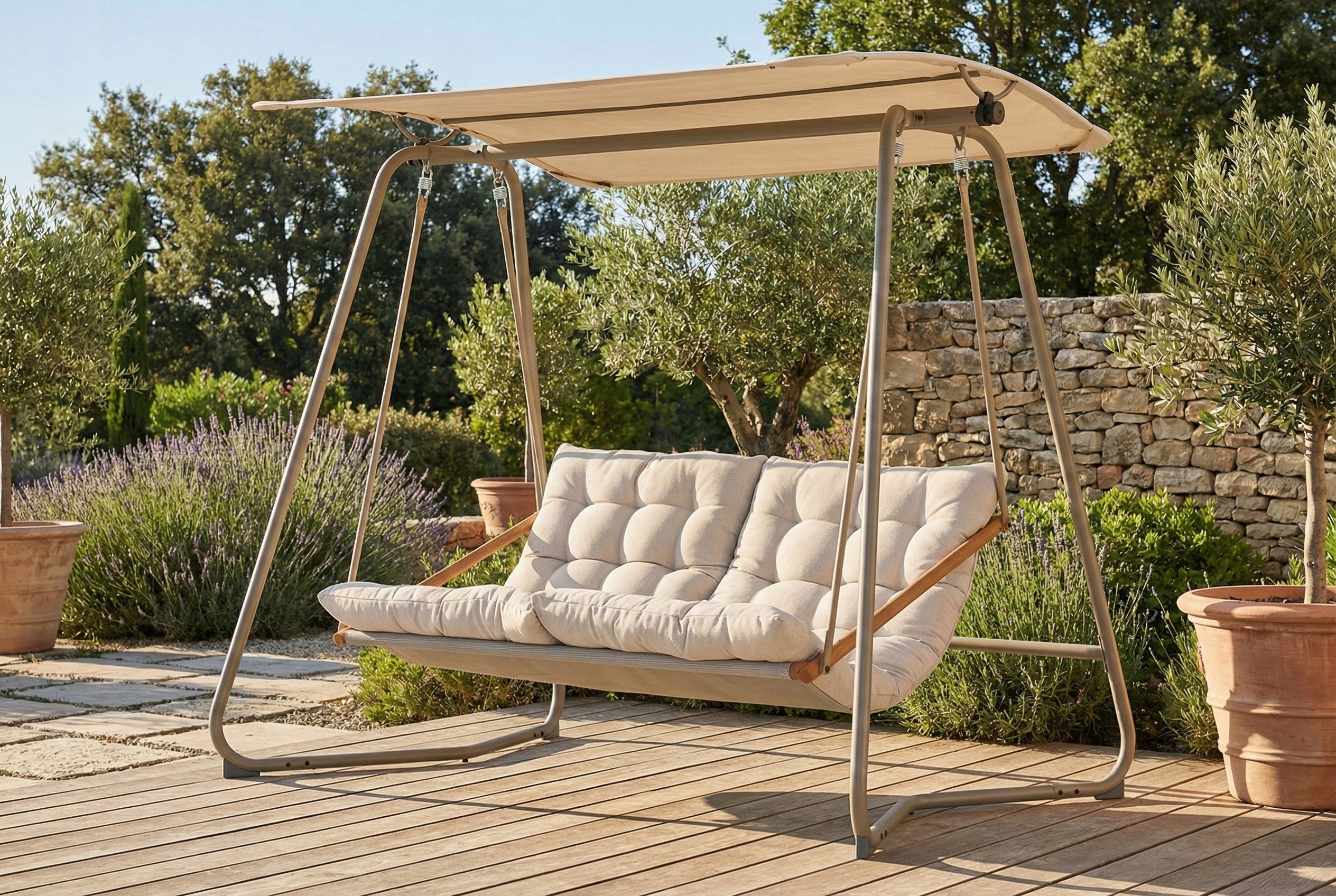 Garden Swing ROCKING COUCH 2 Seater ORTA Freestanding Canopy Beige Manufacturer Focus Garden