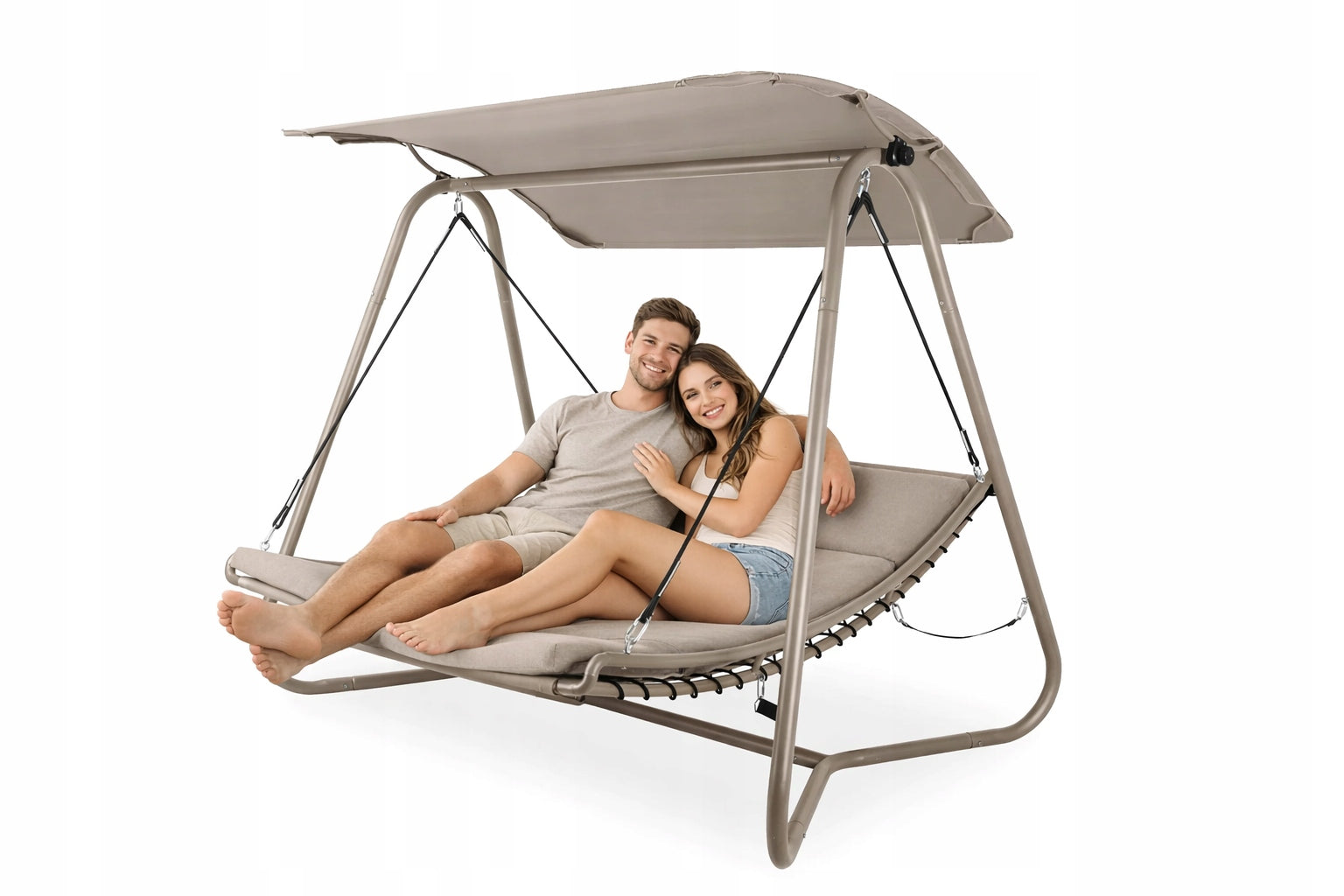Garden Swing ROCKING COUCH BARI Freestanding Canopy Beige 2 Seater Manufacturer Focus Garden