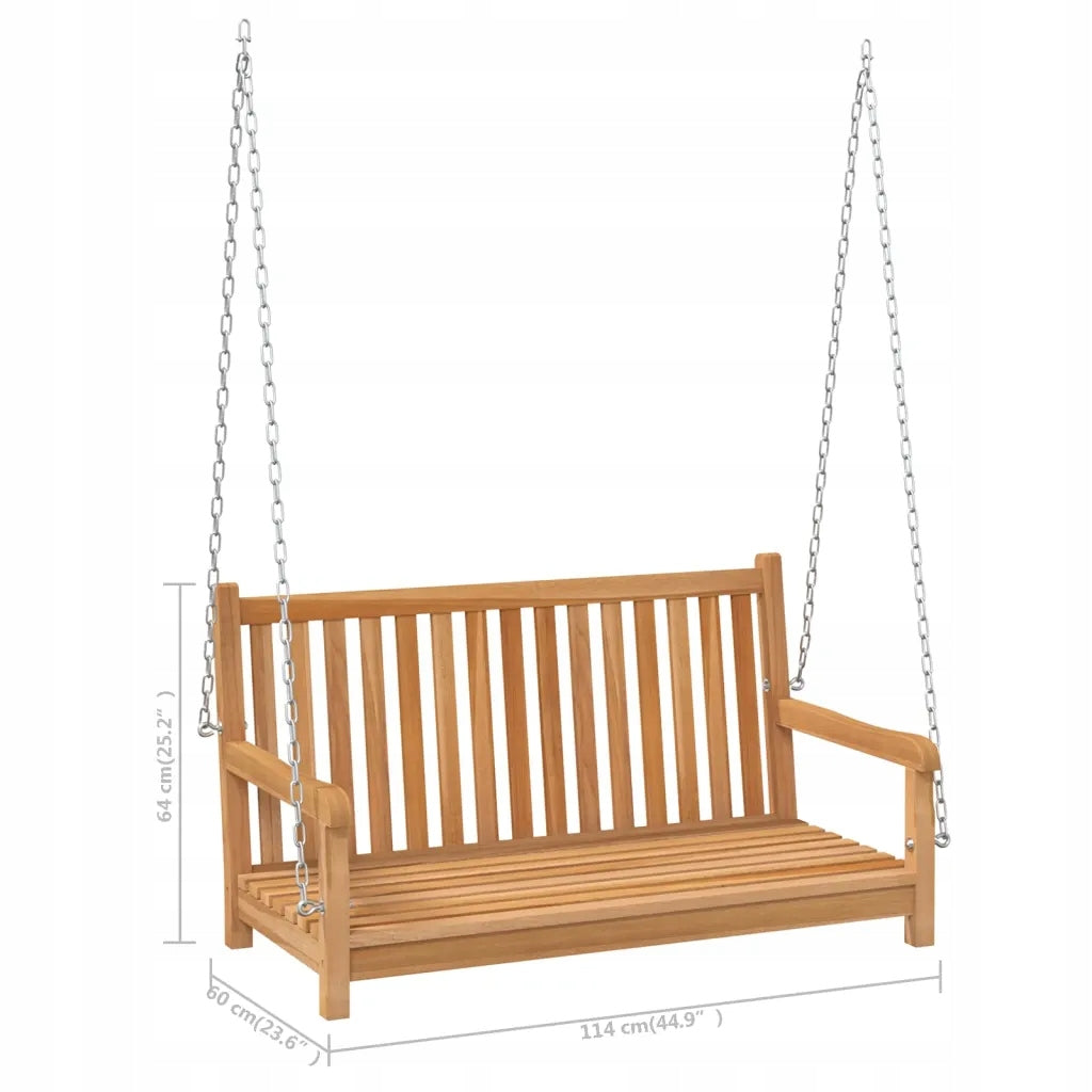 Garden Swing, Solid Teak Wood, 114x60x64 Seat length 105 cm