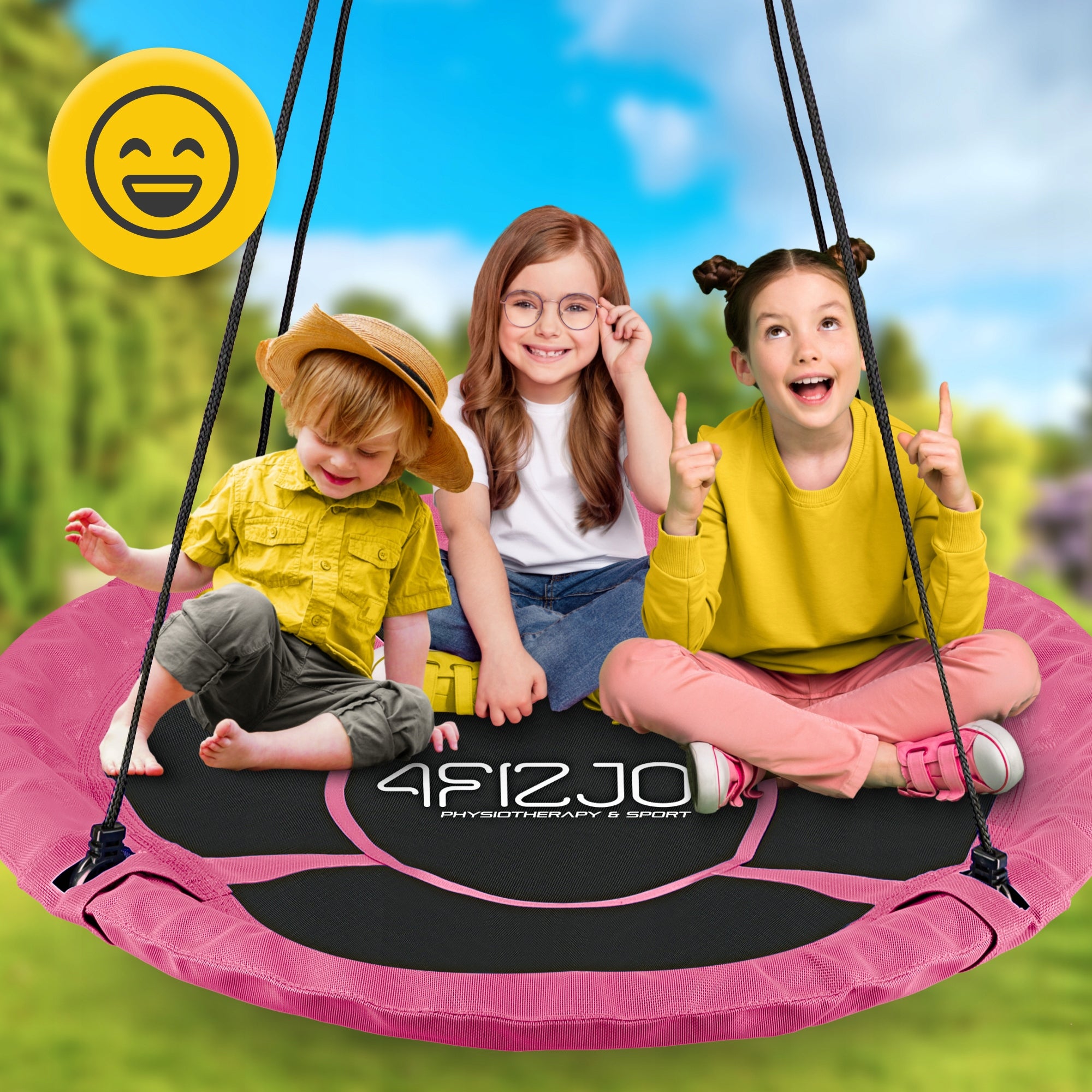 Garden Swing Stork Nest 120cm XXL For Children On Terrace For Home Manufacturer code Huśtawka dziecięca do ogrodu 120cm XXL różowa