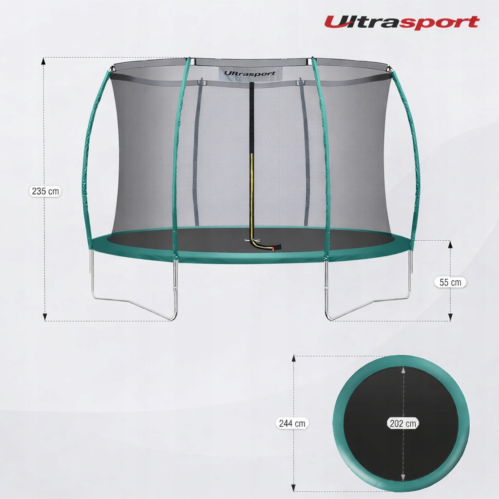 Garden TRAMPOLINE ULTRASPORT 244cm 8FT with TUV GS Interior Mesh Packaging status original