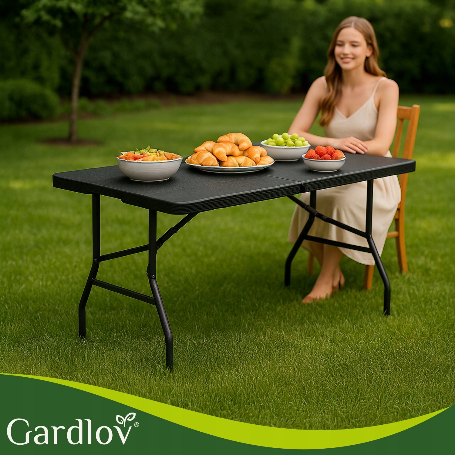 Garden Table Folding Catering Banquet Folding Suitcase Large 180cm Furniture depth 74 cm