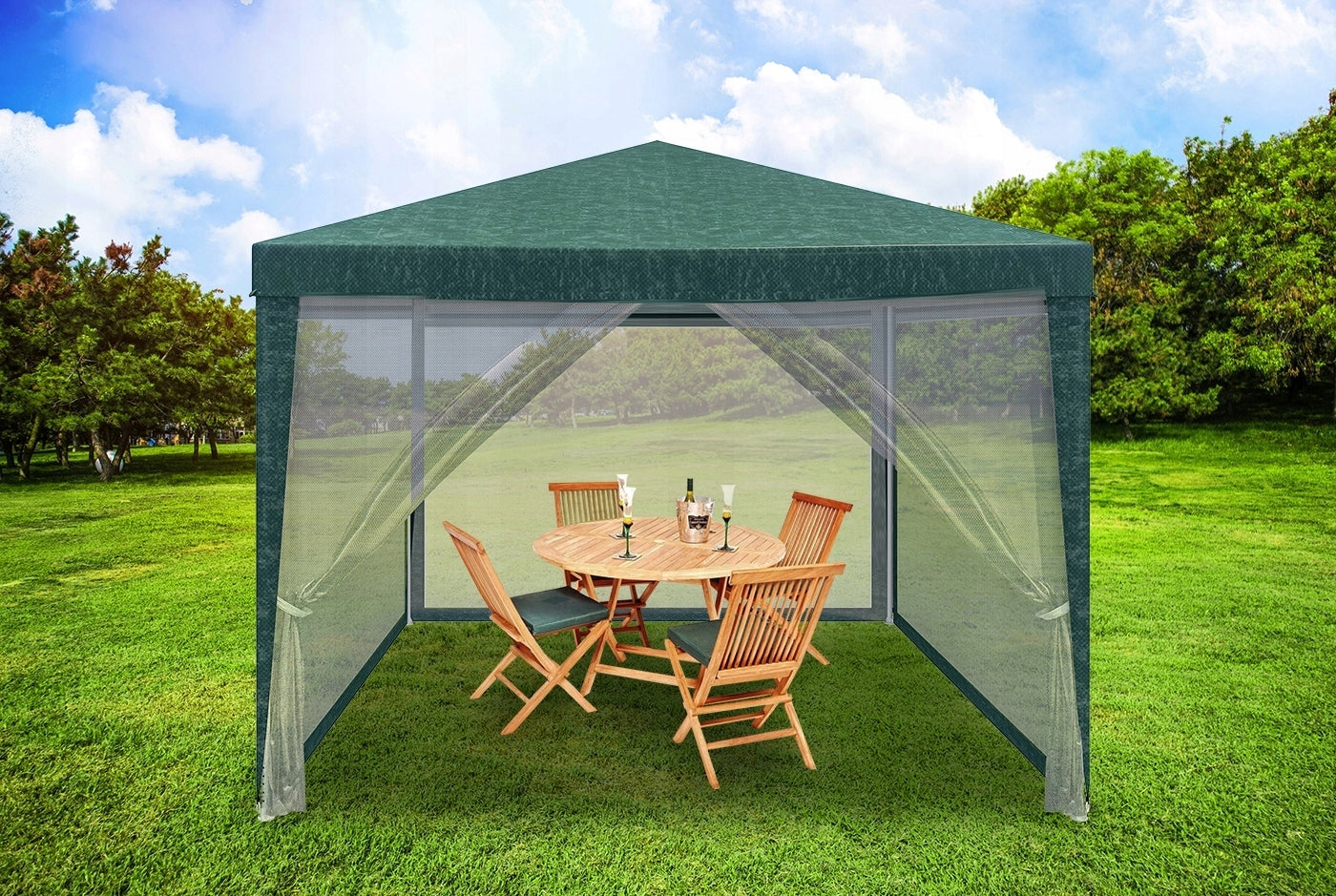 Garden Tent Commercial Gazebo Pavilion 3x3 + Mosquito Net For Terrace Garden Number of side walls 4 walls