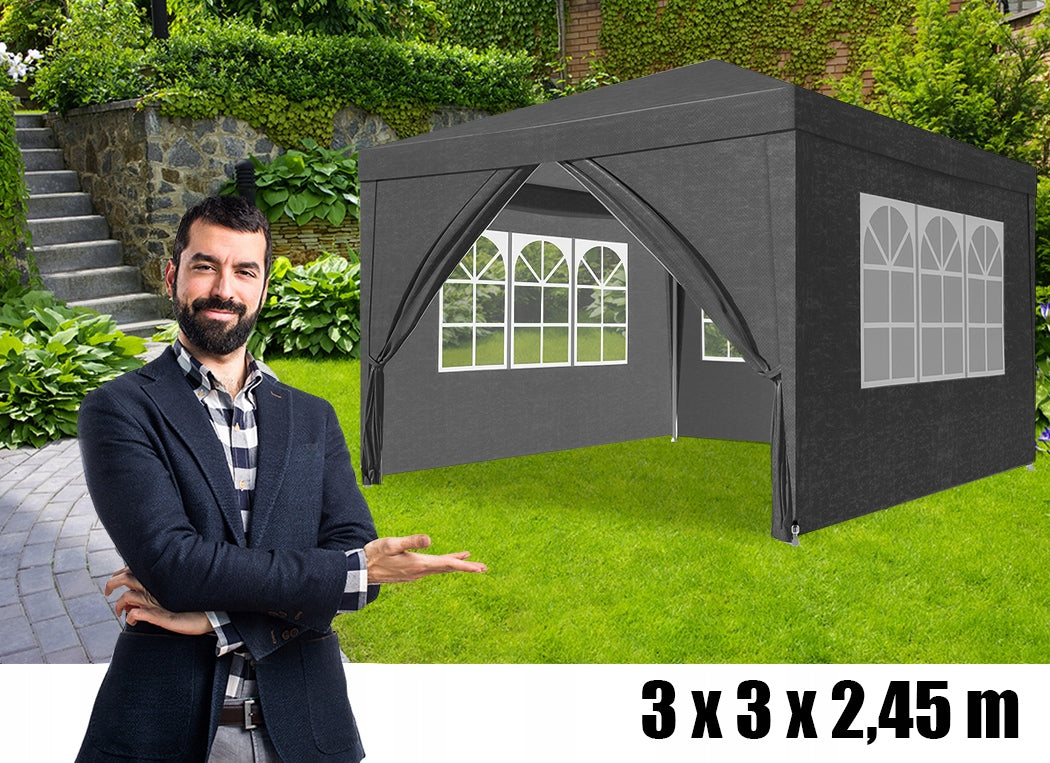 Garden Tent Pavilion 3x3m with 4 Walls – Gazebo For Terrace Events Number of side walls 4 walls