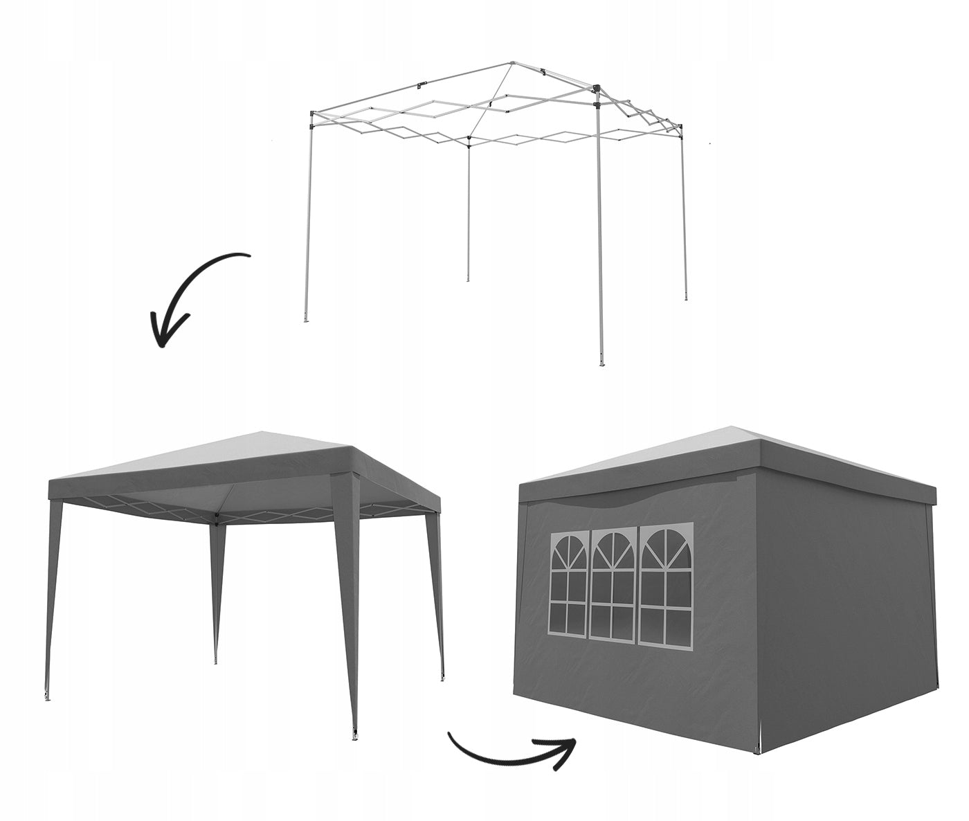 Garden Tent Pavilion Gazebo Vending Machine 3 x 3m + 4 Deluxe Walls For Garden Width 3 m