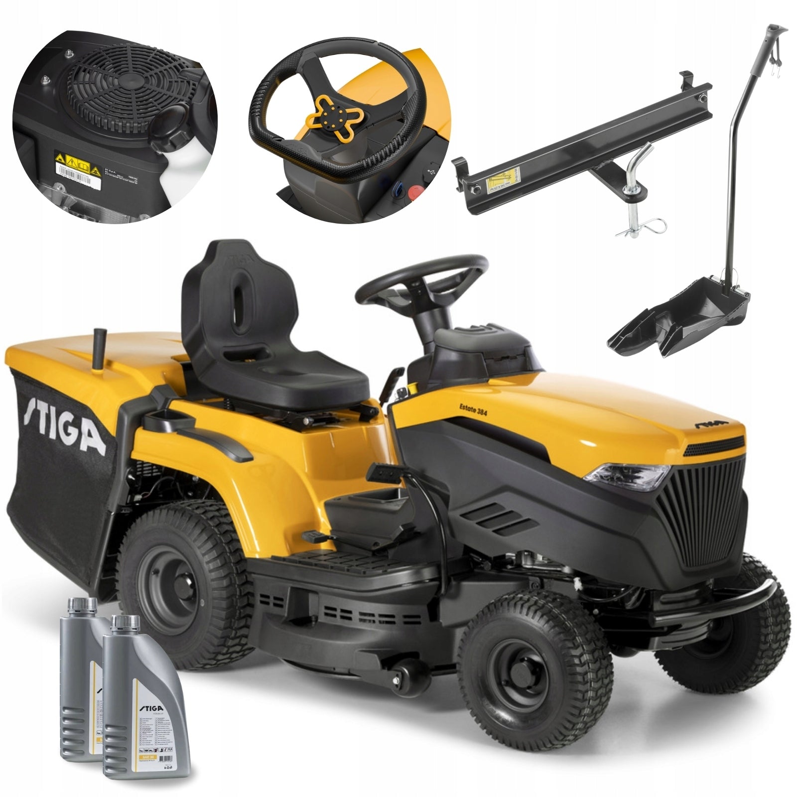 Garden Tractor with Basket 240L STIGA ESTATE384 MULCHING AUTOMATIC 432cm³