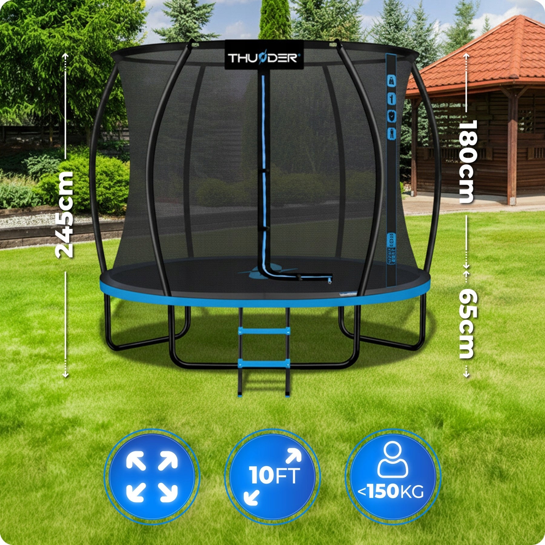 Garden Trampoline 10ft 305CM for jumping safe for children Thunder Packaging status original