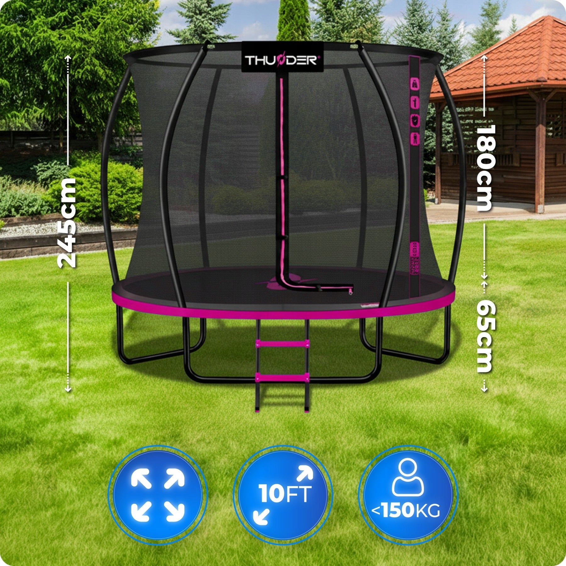 Garden Trampoline 10ft 305CM large professional with net inside Thunder Packaging status original