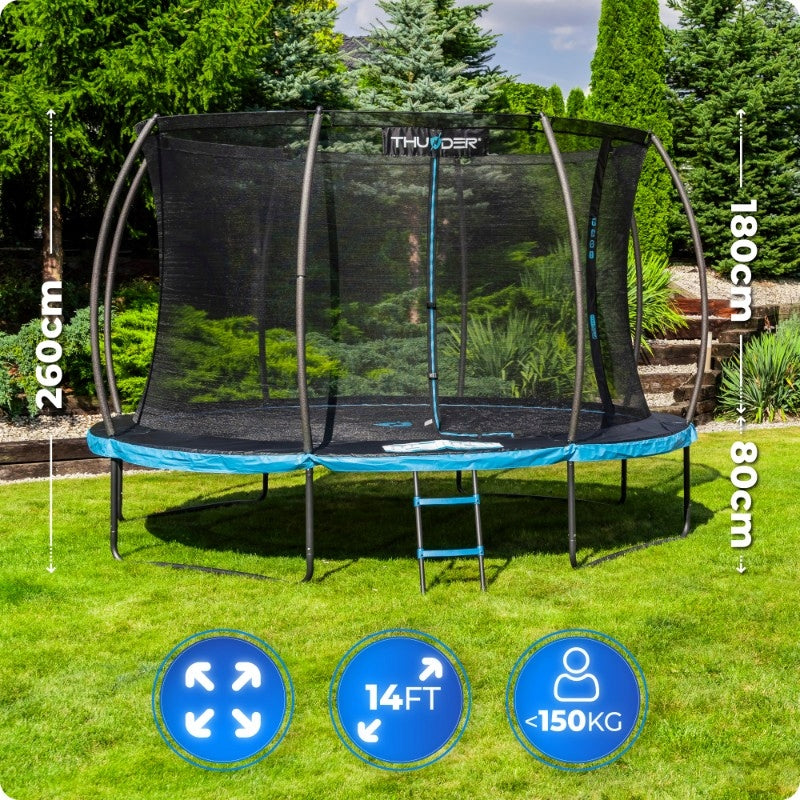 Garden Trampoline 14ft 427CM Safe for Jumping with Ladder Thunder Packaging status original