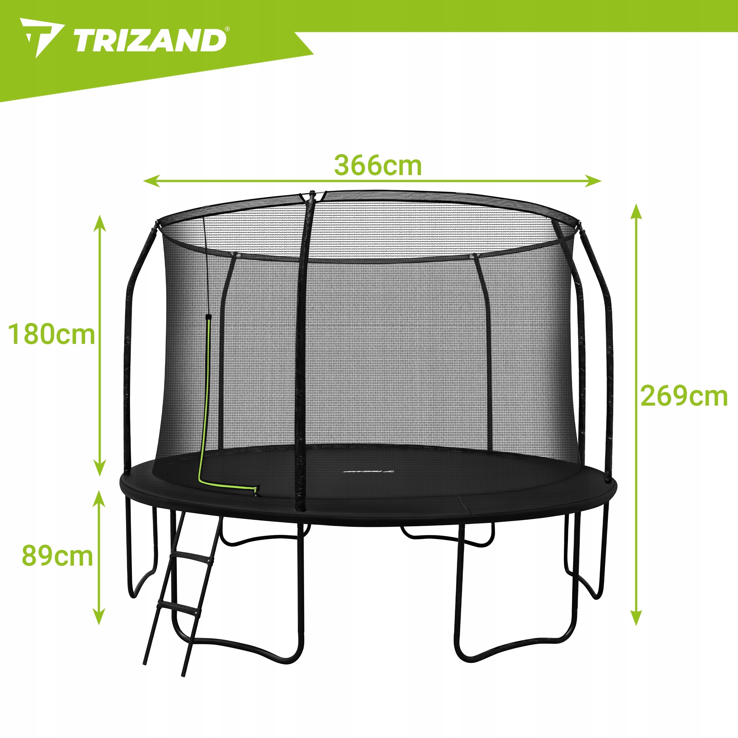 Garden Trampoline for Children with Mesh Ladder 366cm Large 150 kg Premium Manufacturer code Trampolina 366cm HQ Trizand
