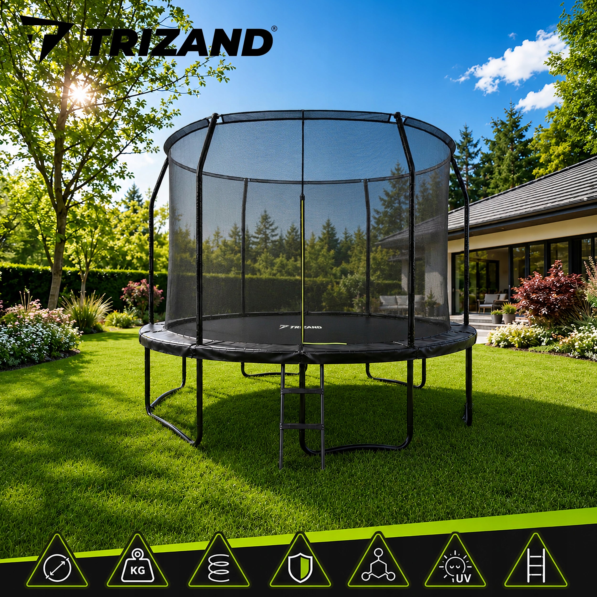 Garden Trampoline for Children with Mesh Ladder 366cm Large 150 kg Premium Packaging status original