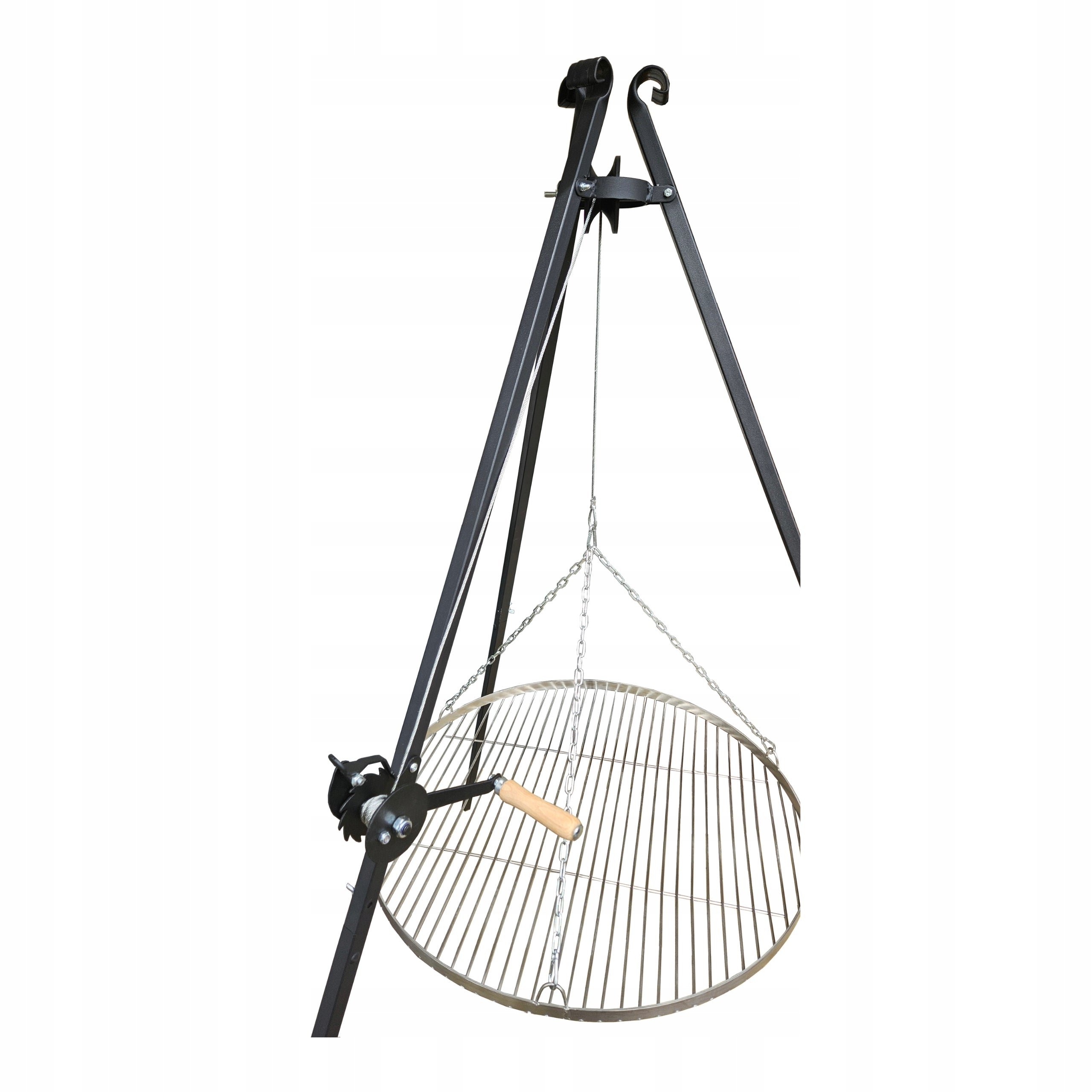 Garden Tripod Grill 185 cm Stainless Steel Grate Adjustable Reel
